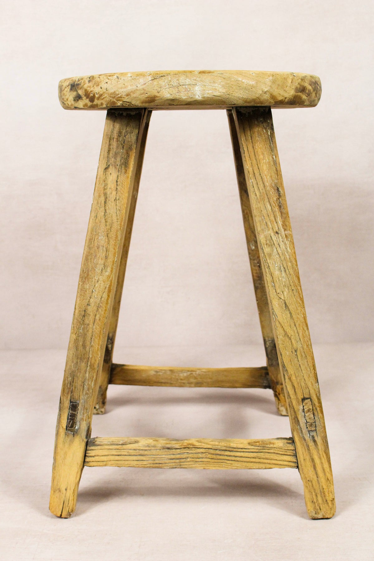 Vintage Rustic Round Stool - Elm wood - 240