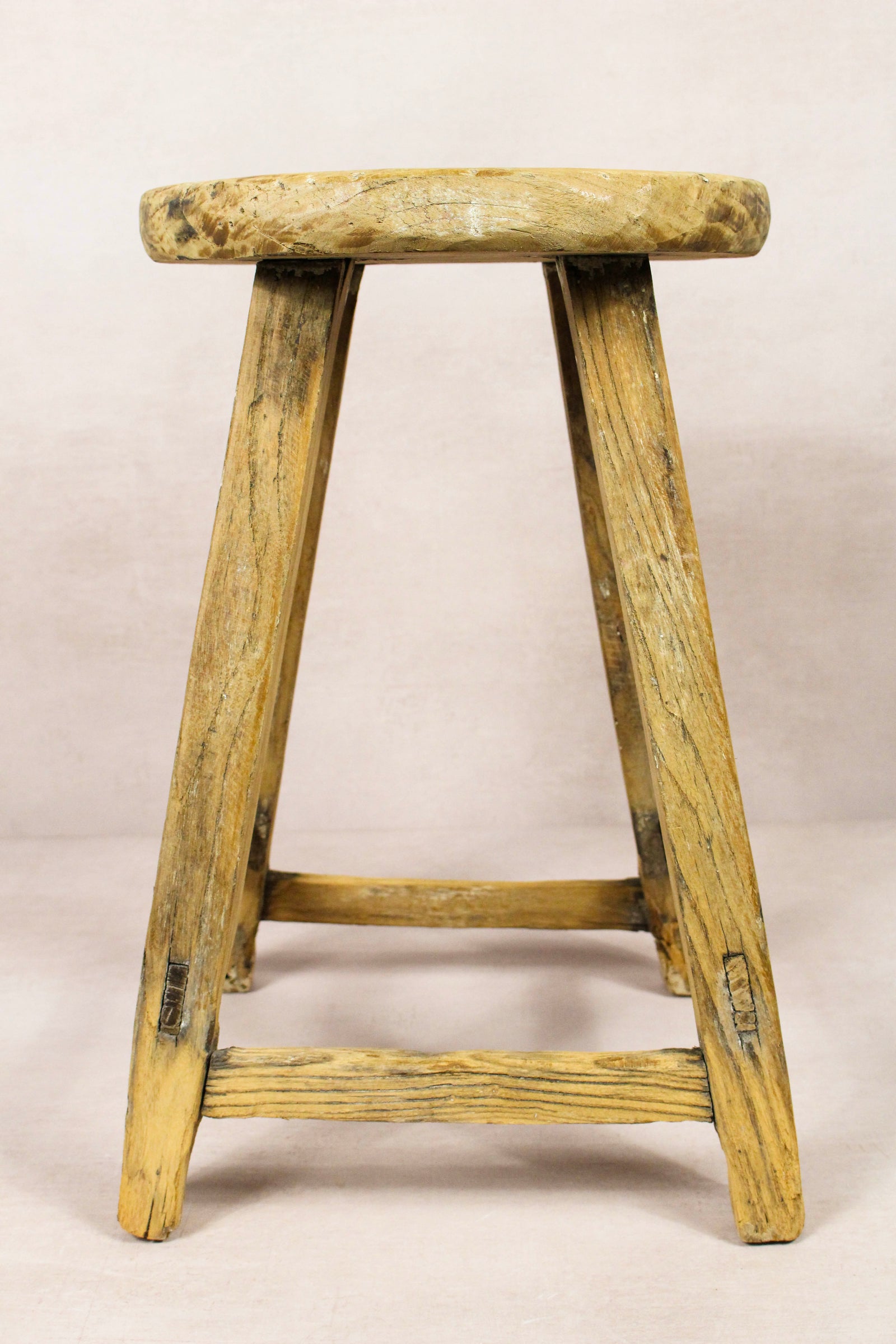 Vintage Rustic Round Stool - Elm wood - 240