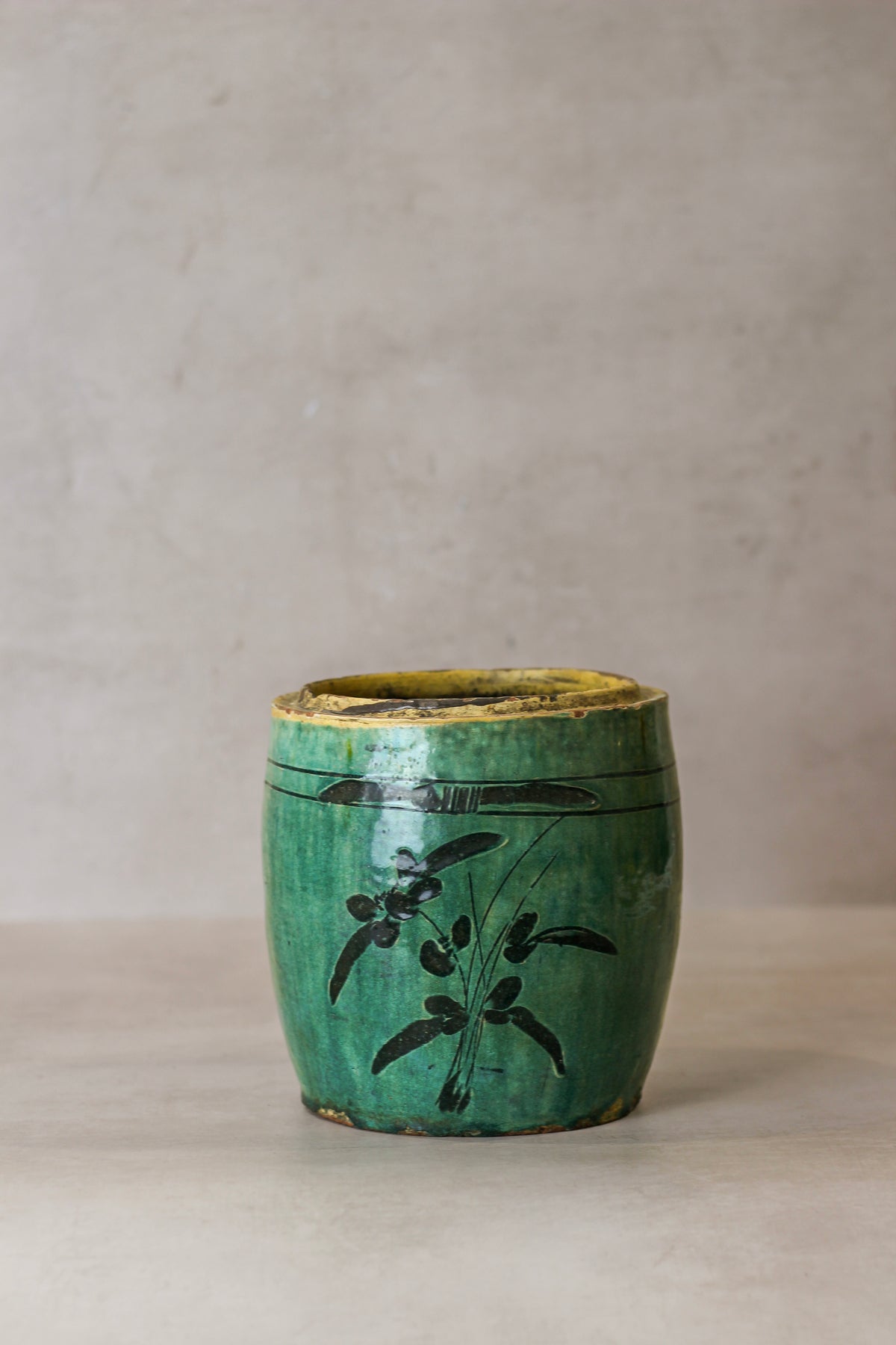 Vintage Emerald Green Pot - No 2