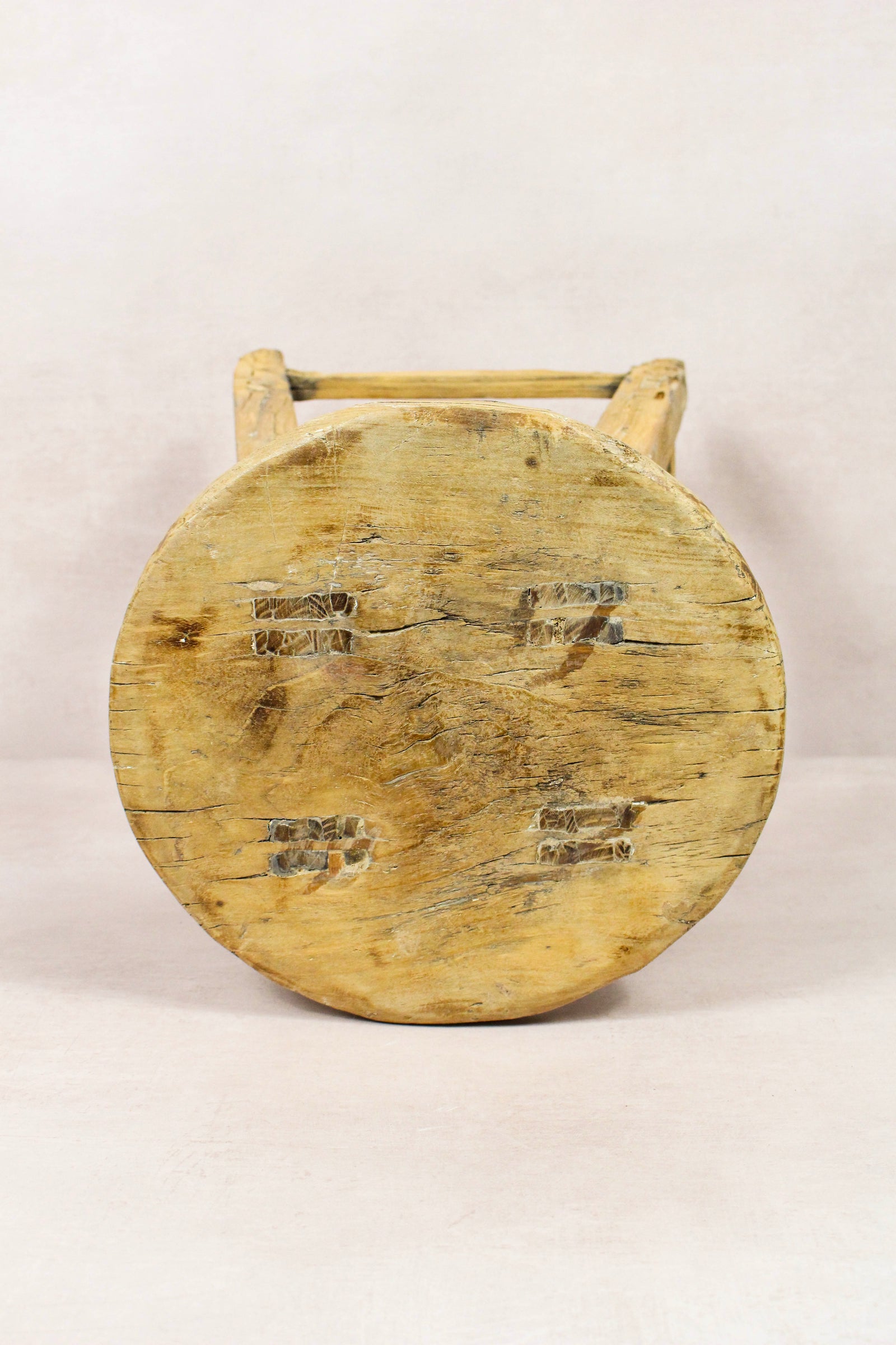 Vintage Rustic Round Stool - Elm wood - 240