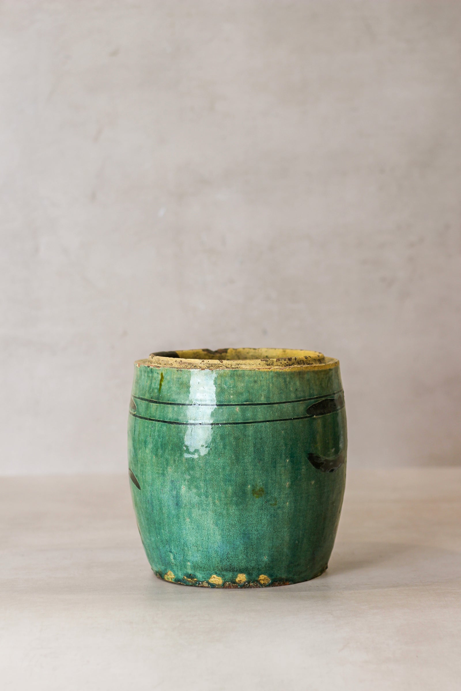 Vintage Emerald Green Pot - No 2