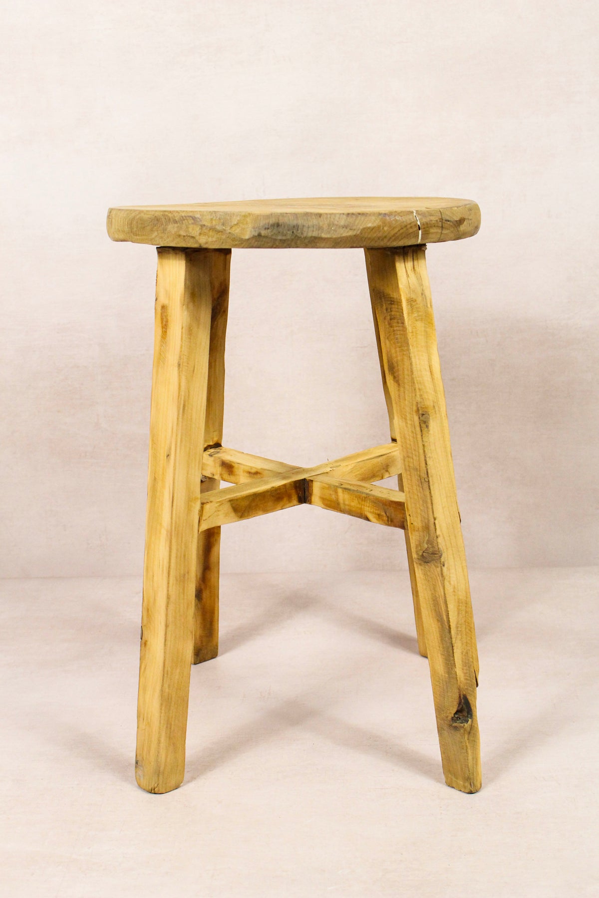 Vintage Rustic Round Stool - Elm wood - 241
