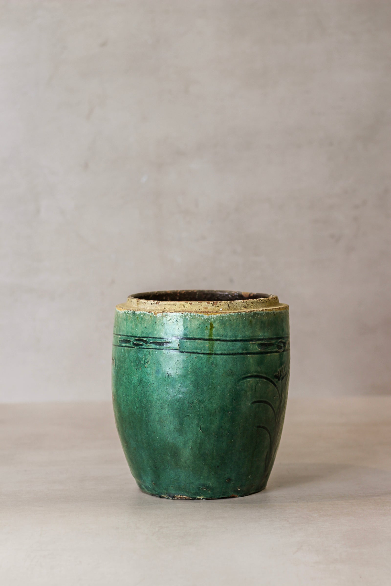 Vintage Emerald Green Pot - No 3