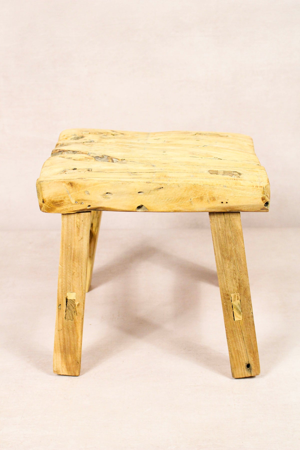 Small vintage rustic reclaimed elm wood stool 242 – Botanical Boys
