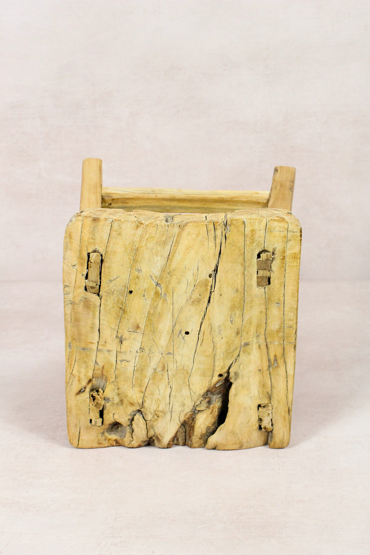 Small vintage rustic reclaimed elm wood stool 242 – Botanical Boys