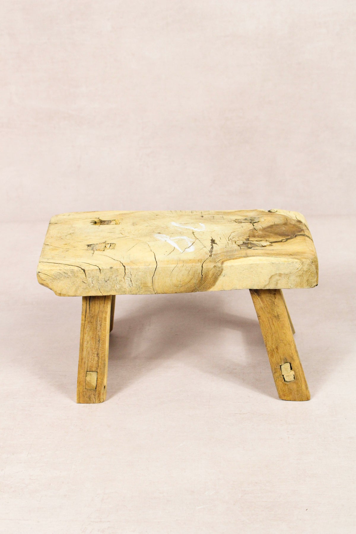 Small vintage rustic reclaimed elm wood stool 245 – Botanical Boys