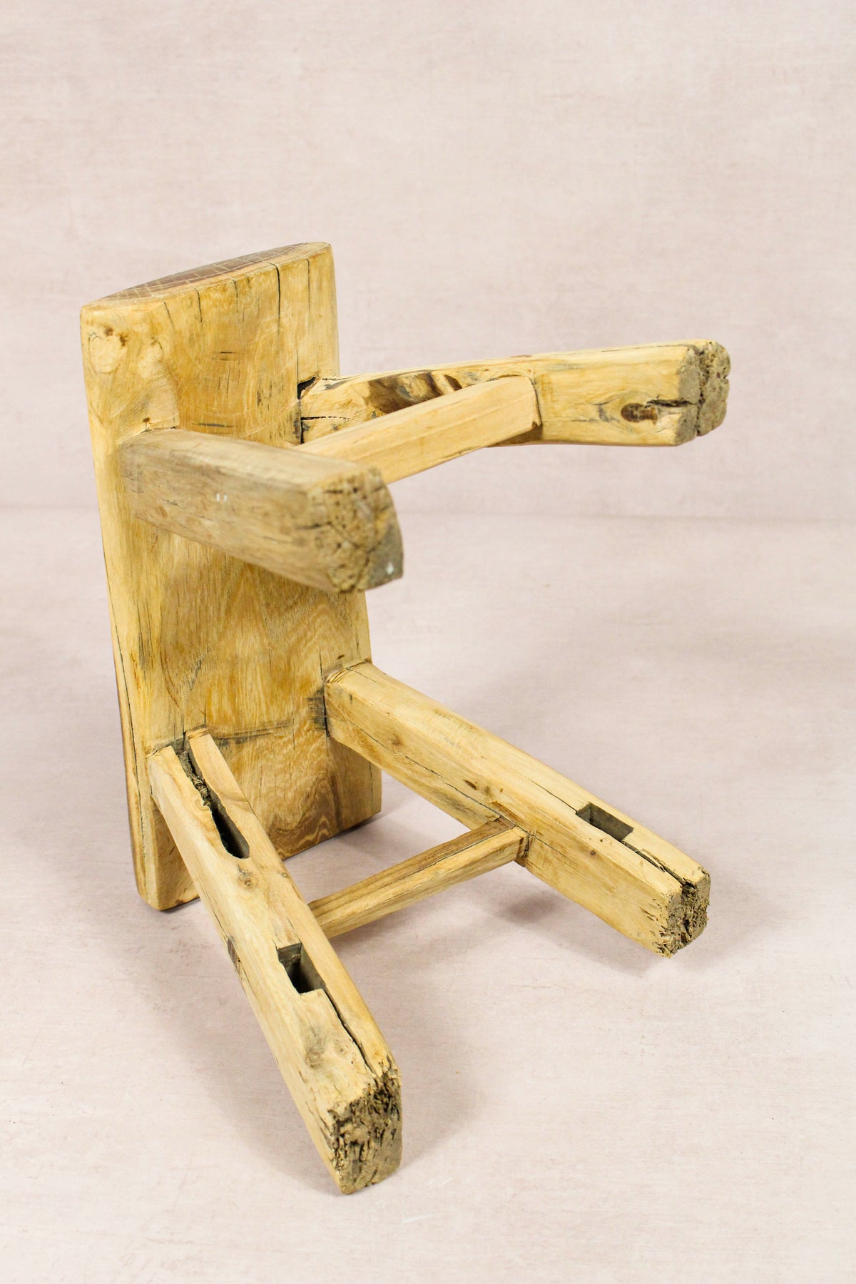 Small vintage rustic reclaimed elm wood stool 246 – Botanical Boys