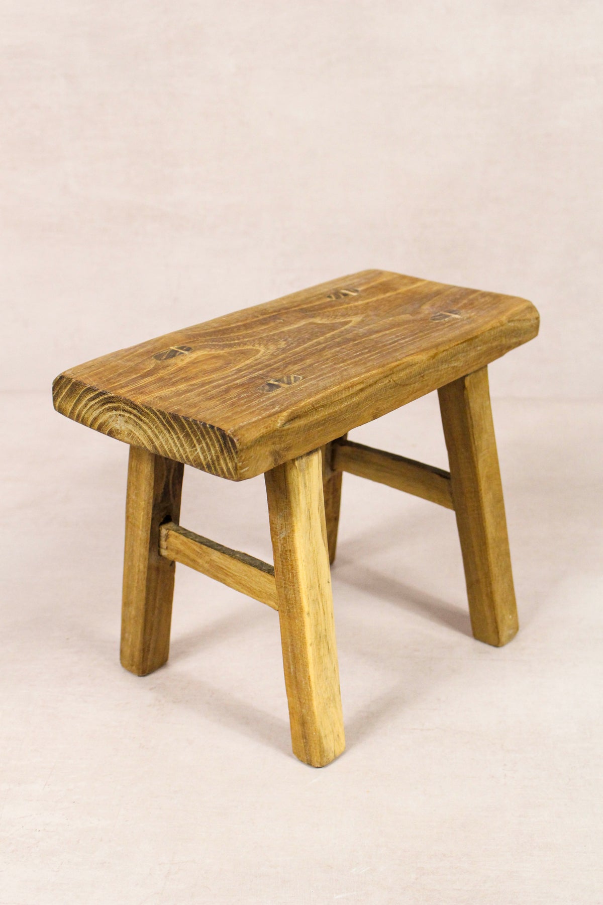 Small vintage rustic reclaimed elm wood stool 247 – Botanical Boys