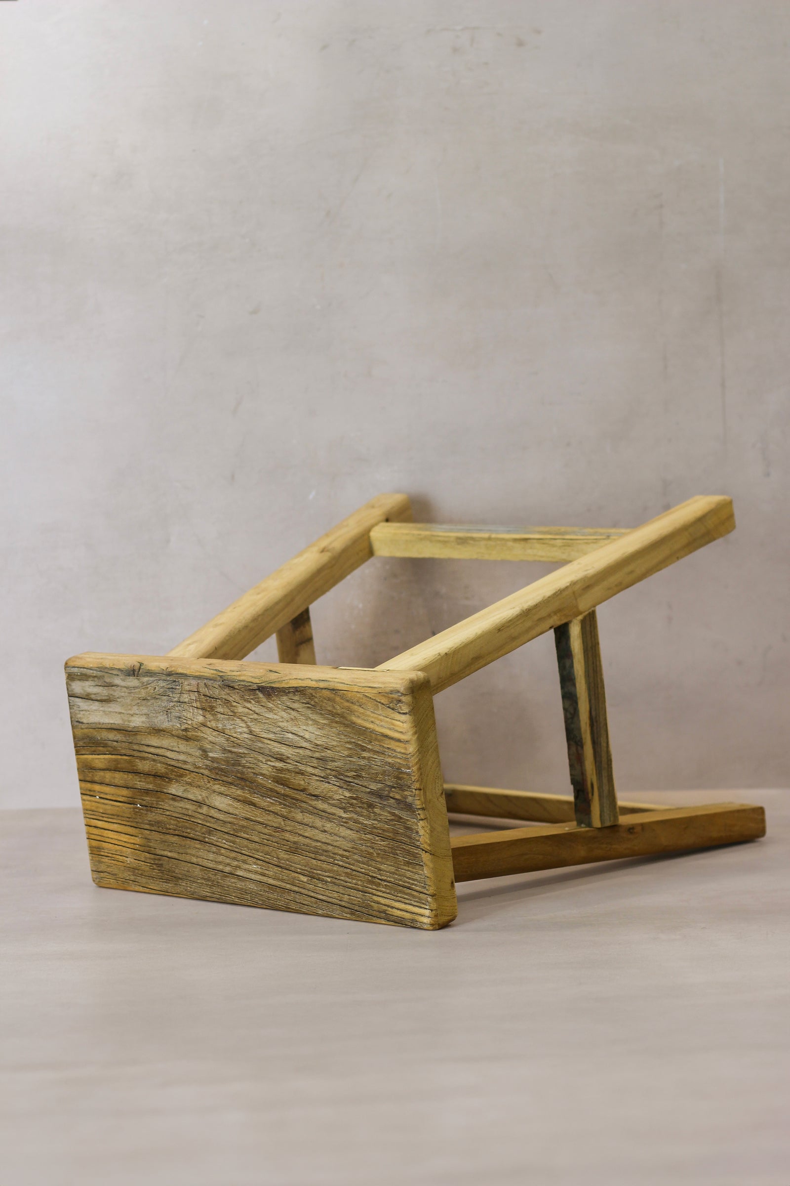 Vintage Rustic Elm Wood Stool - Medium - No 66