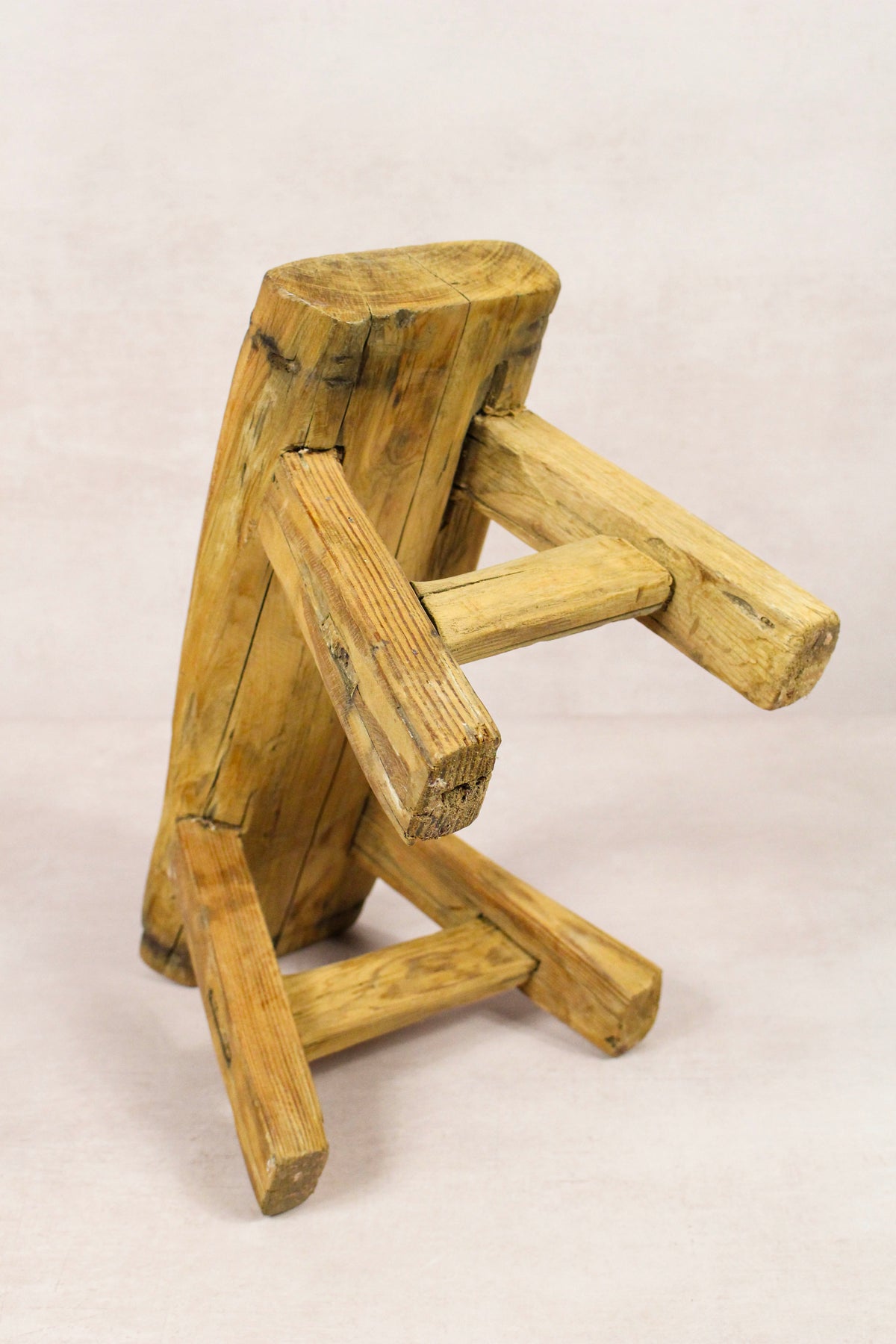Small vintage rustic reclaimed elm wood stool 249 – Botanical Boys