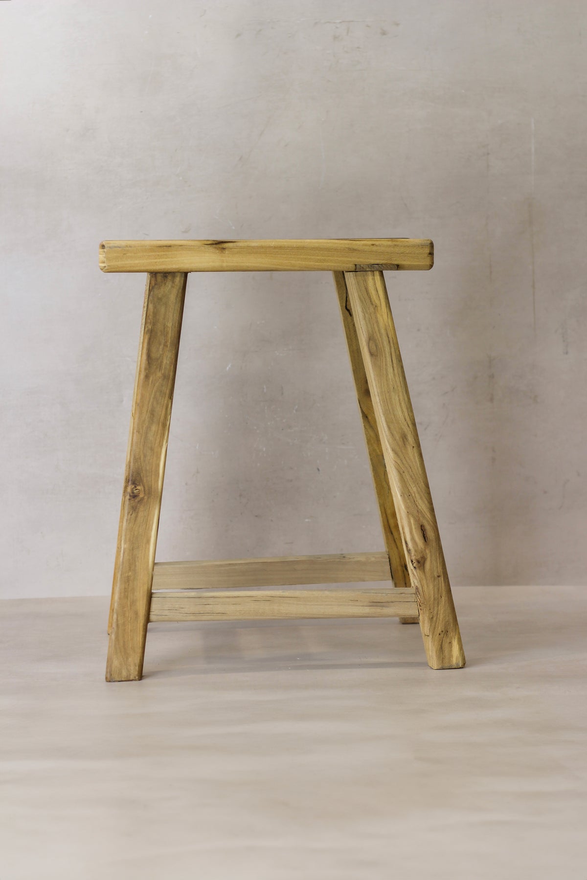 Vintage Rustic Elm Wood Stool - Medium - No 67