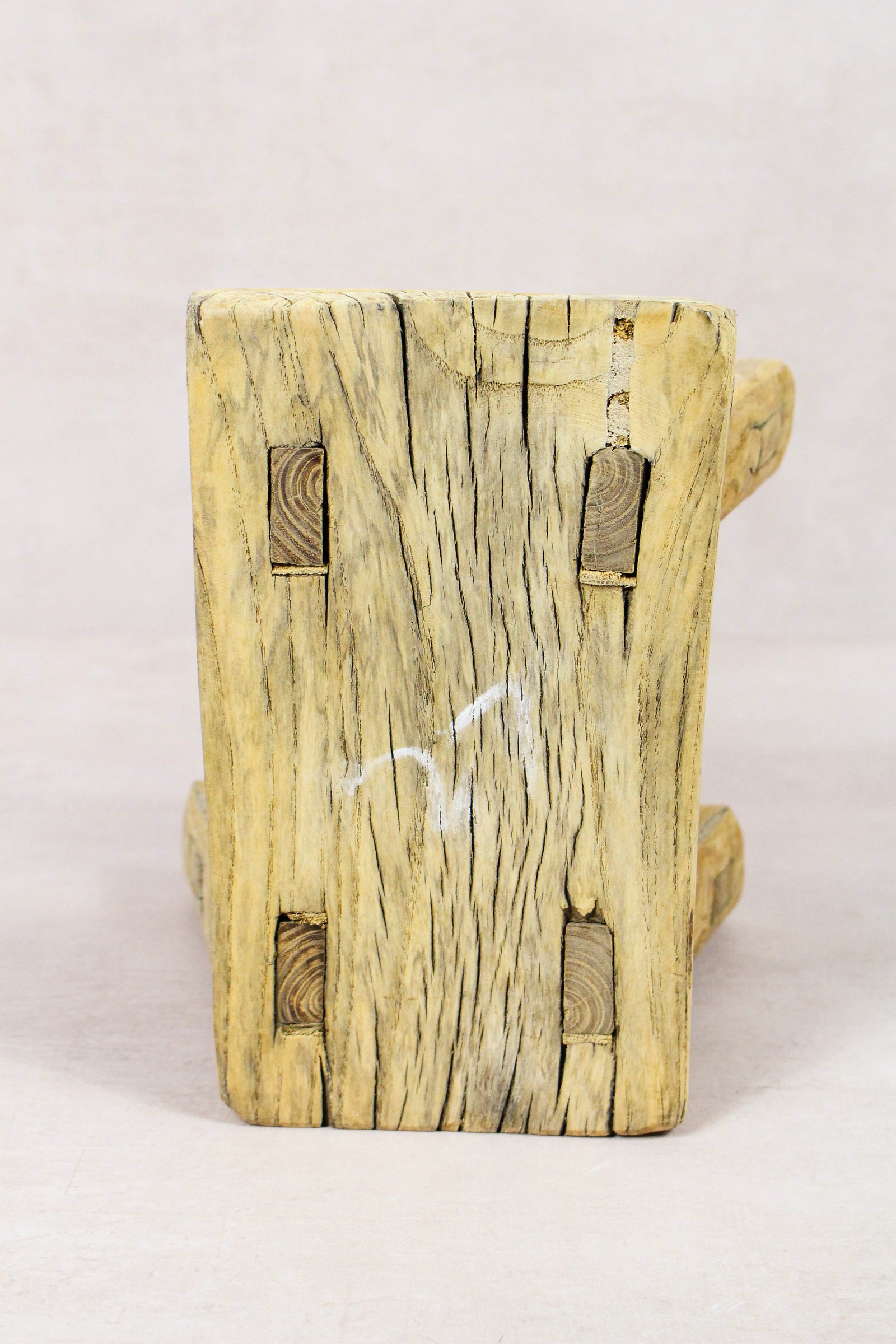 Small vintage rustic reclaimed elm wood stool 250 – Botanical Boys