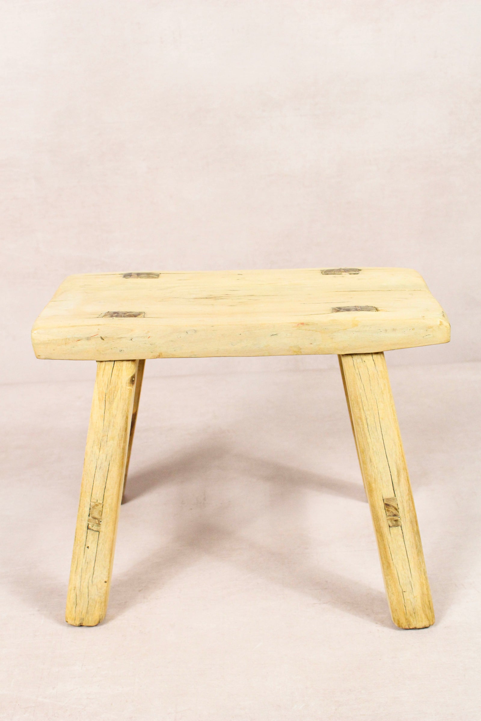 Small vintage rustic reclaimed elm wood stool 251 – Botanical Boys