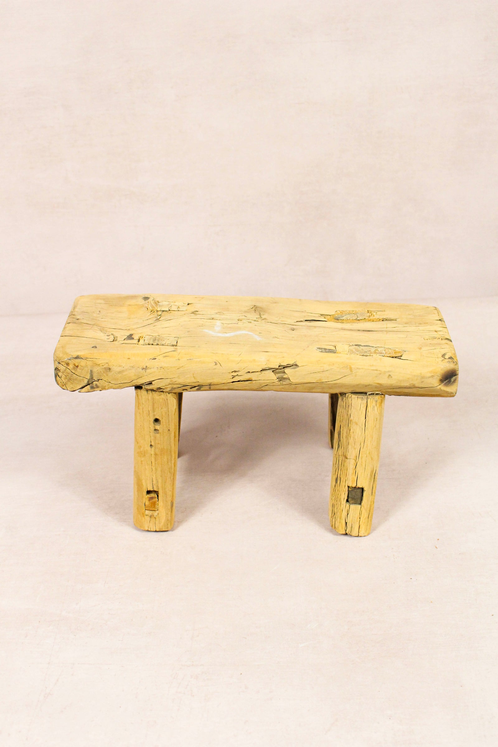 Small vintage rustic reclaimed elm wood stool 252 – Botanical Boys
