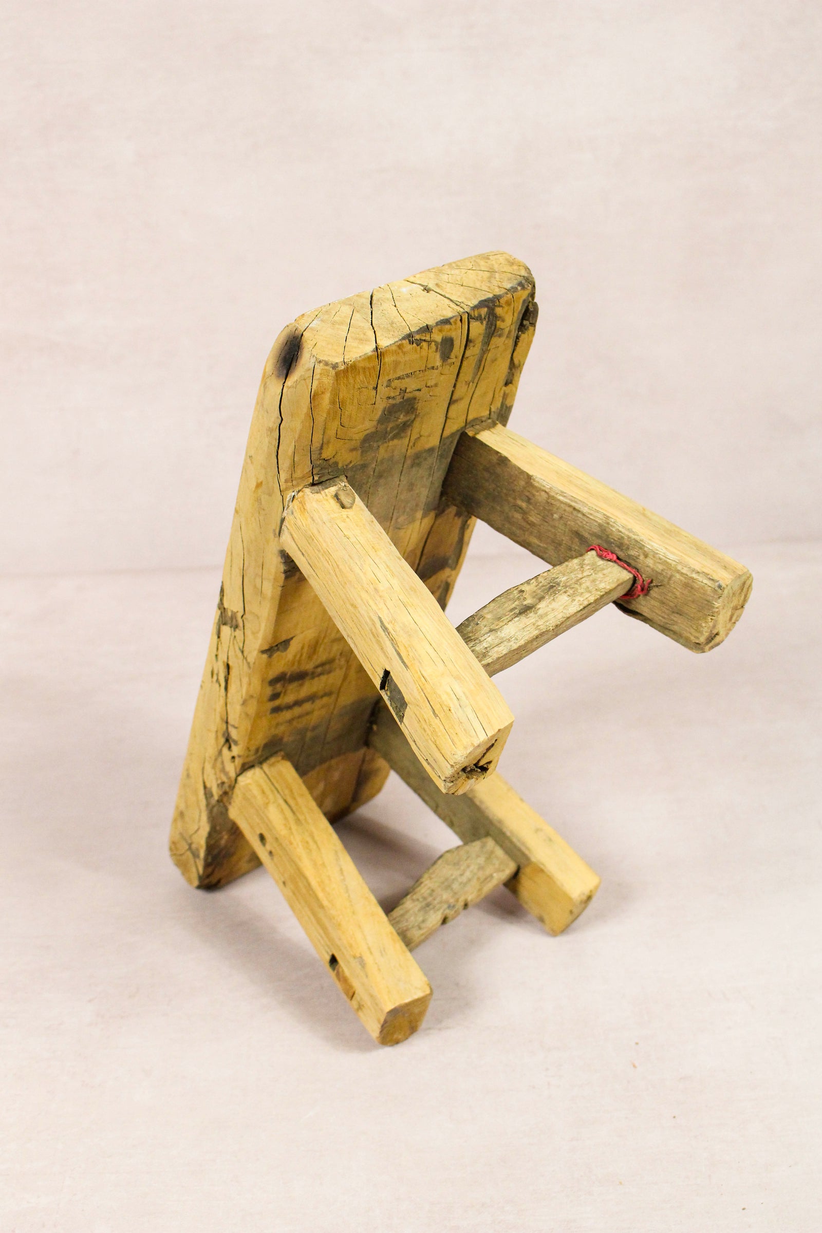 Small vintage rustic reclaimed elm wood stool 252 – Botanical Boys