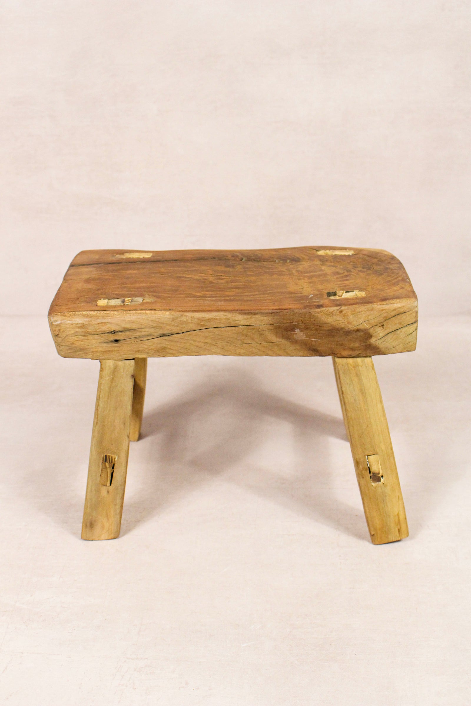 Small vintage rustic reclaimed elm wood stool 254 – Botanical Boys