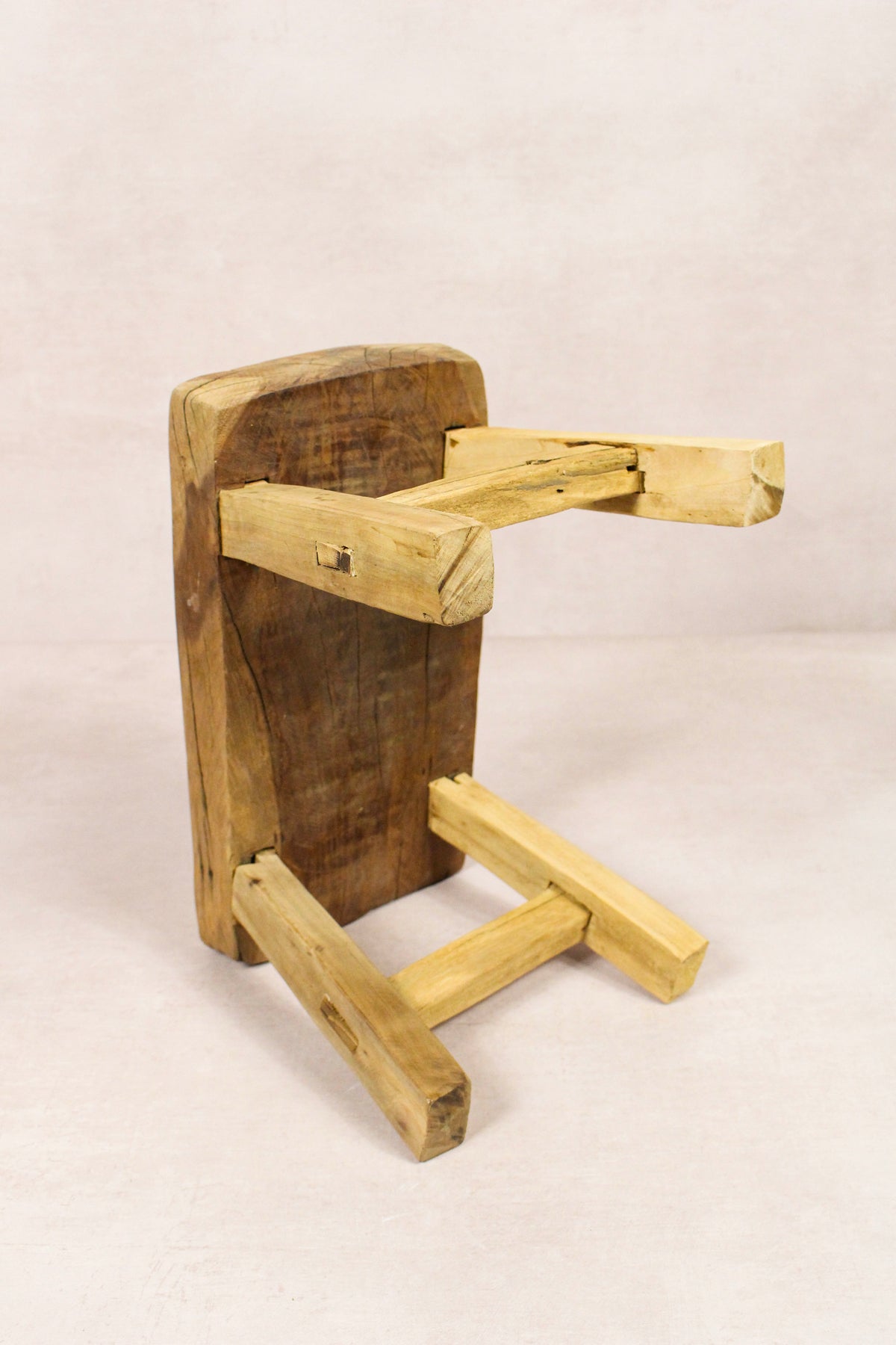 Small vintage rustic reclaimed elm wood stool 254 – Botanical Boys