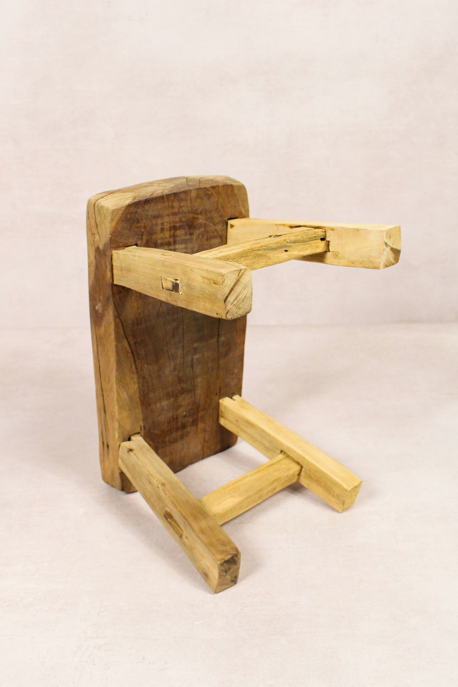 Small vintage rustic reclaimed elm wood stool 254 – Botanical Boys