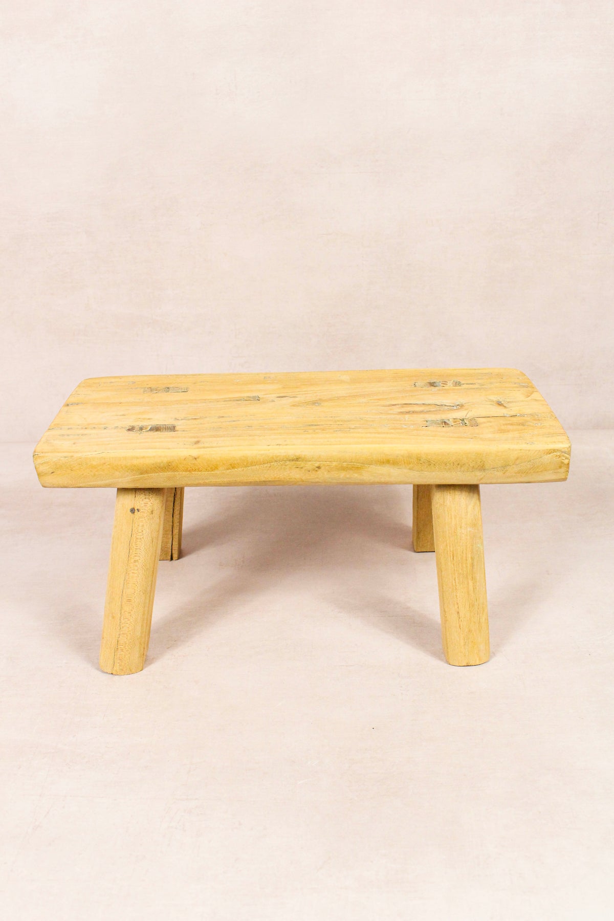 Small vintage rustic reclaimed elm wood stool 258 – Botanical Boys