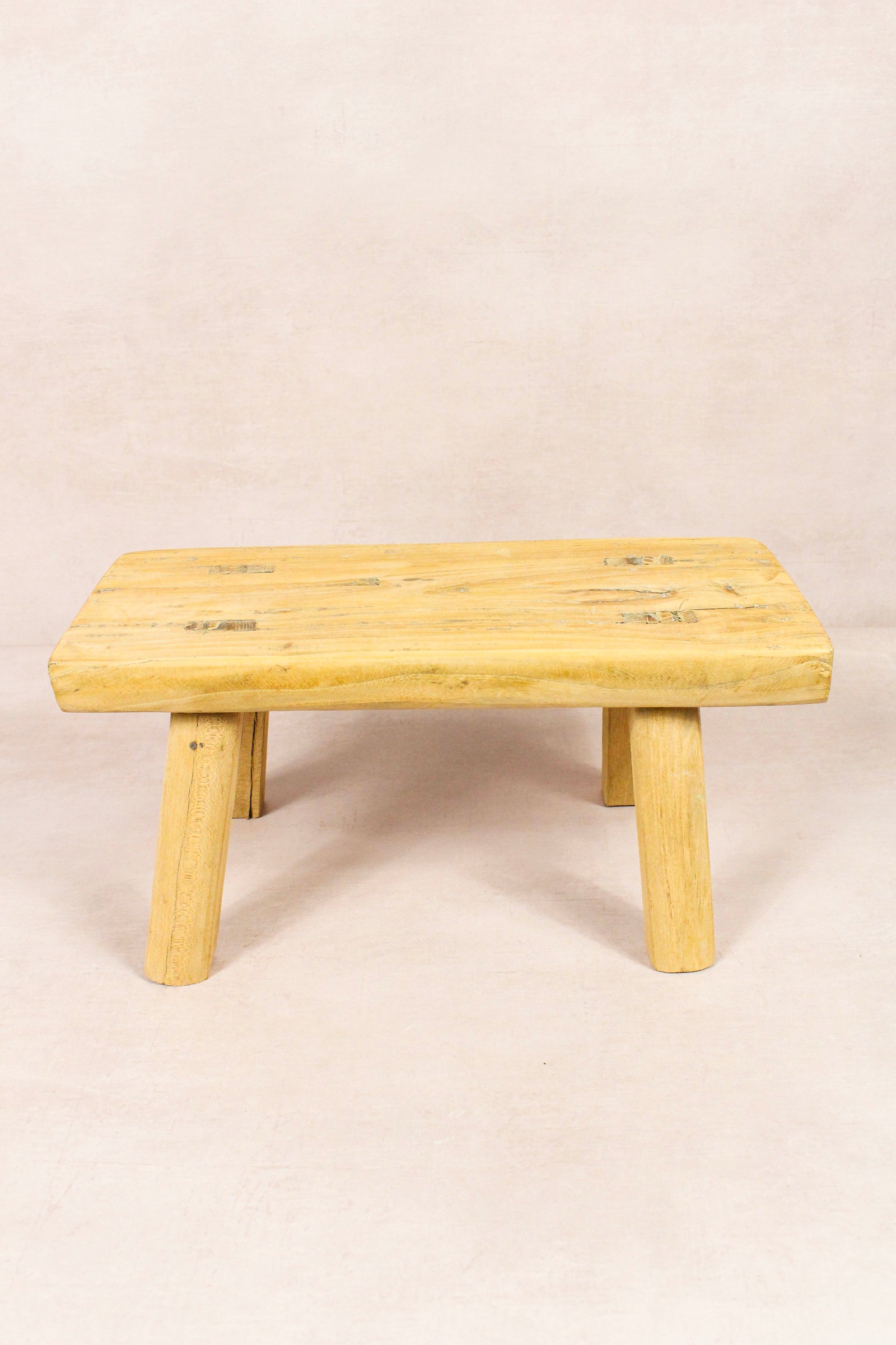 Small vintage rustic reclaimed elm wood stool 258 – Botanical Boys