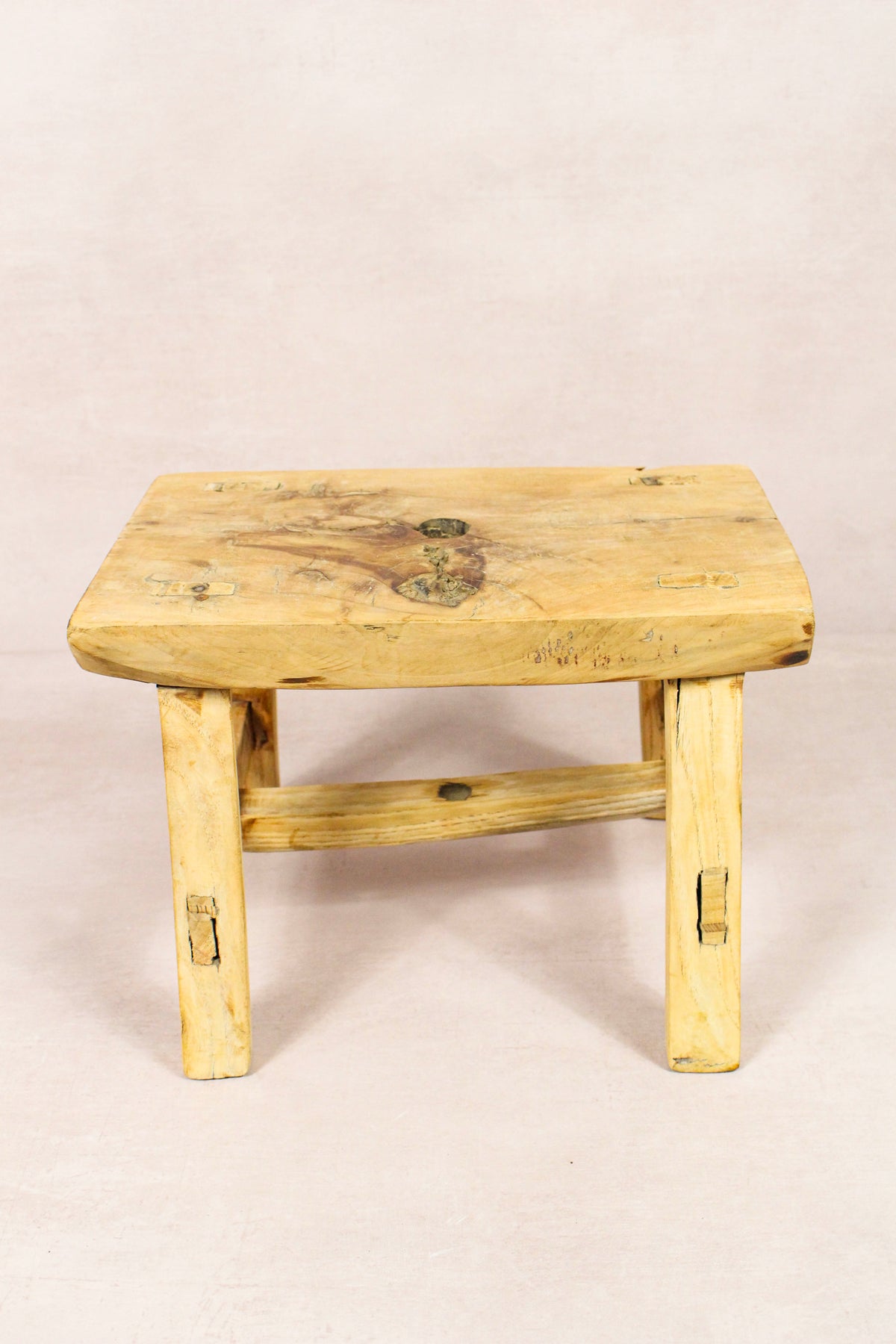 Small vintage rustic reclaimed elm wood stool 259 – Botanical Boys
