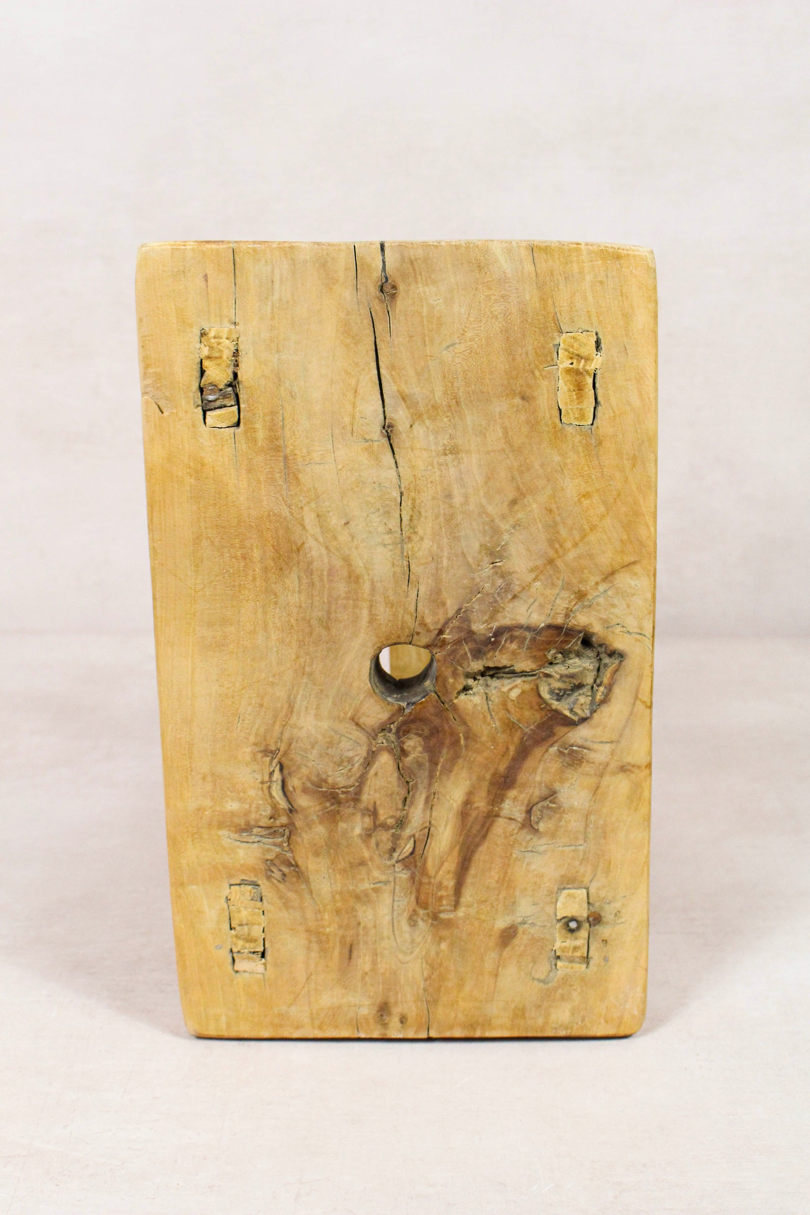 Small vintage rustic reclaimed elm wood stool 259 – Botanical Boys