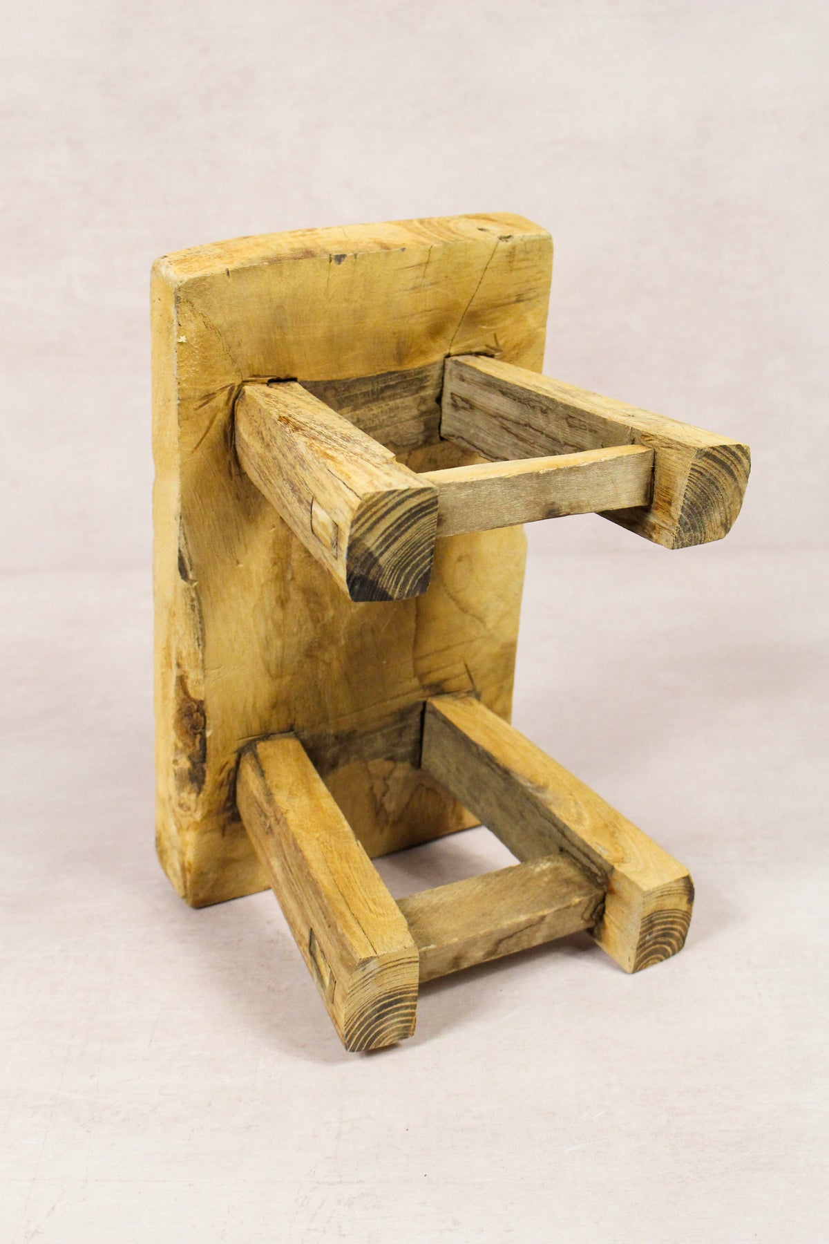 Small vintage rustic reclaimed elm wood stool 261 – Botanical Boys