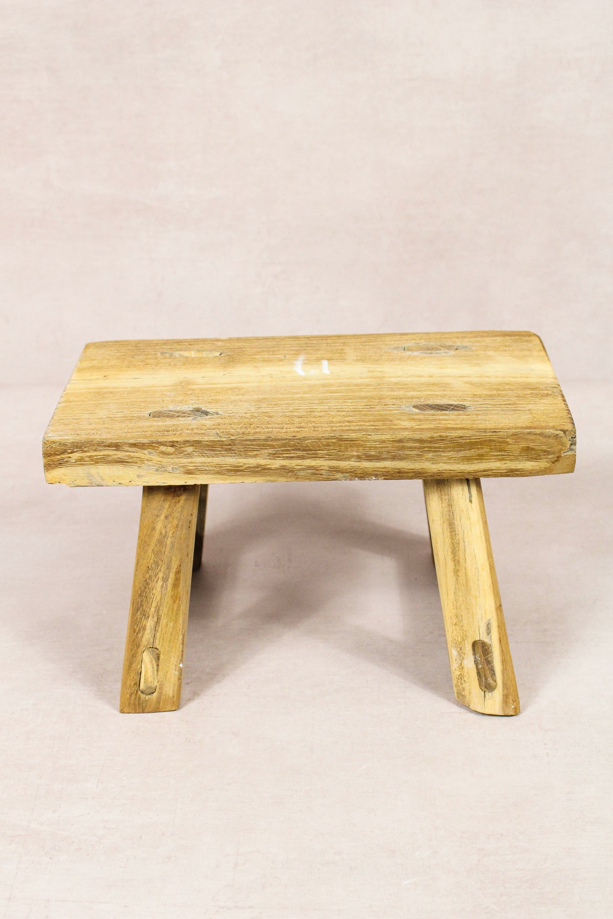 Small vintage rustic reclaimed elm wood stool 263 – Botanical Boys