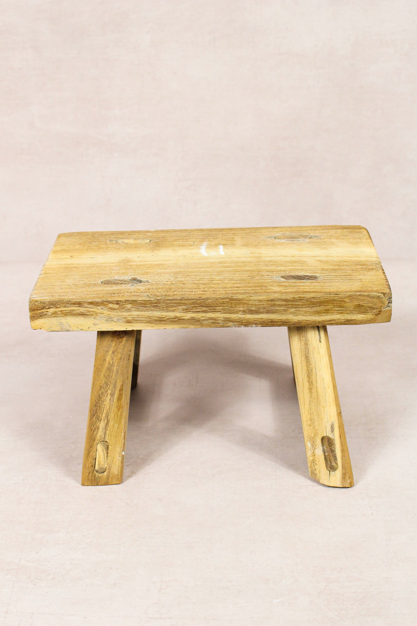Small vintage rustic reclaimed elm wood stool 263 – Botanical Boys
