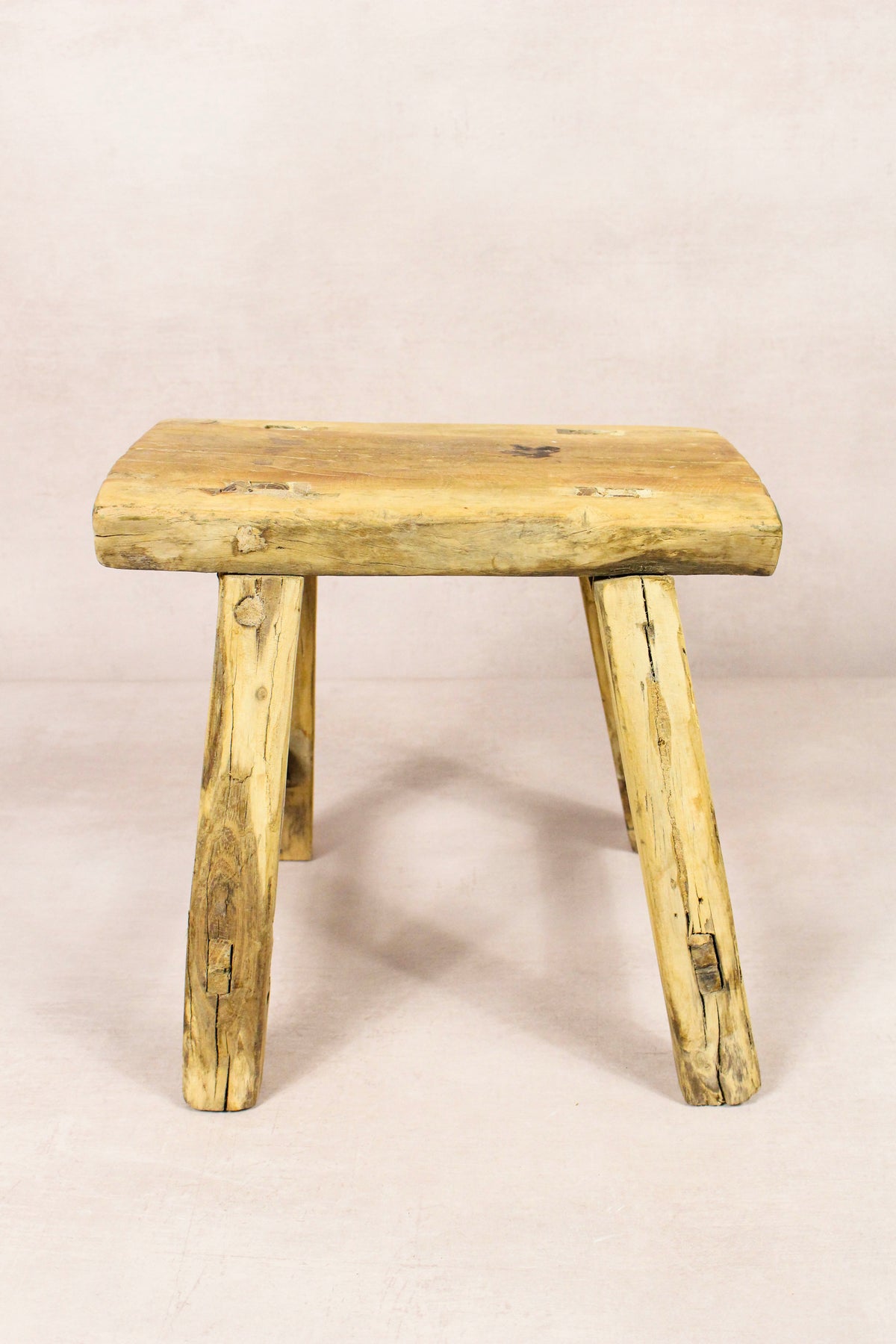 Small vintage rustic reclaimed elm wood stool 265 – Botanical Boys