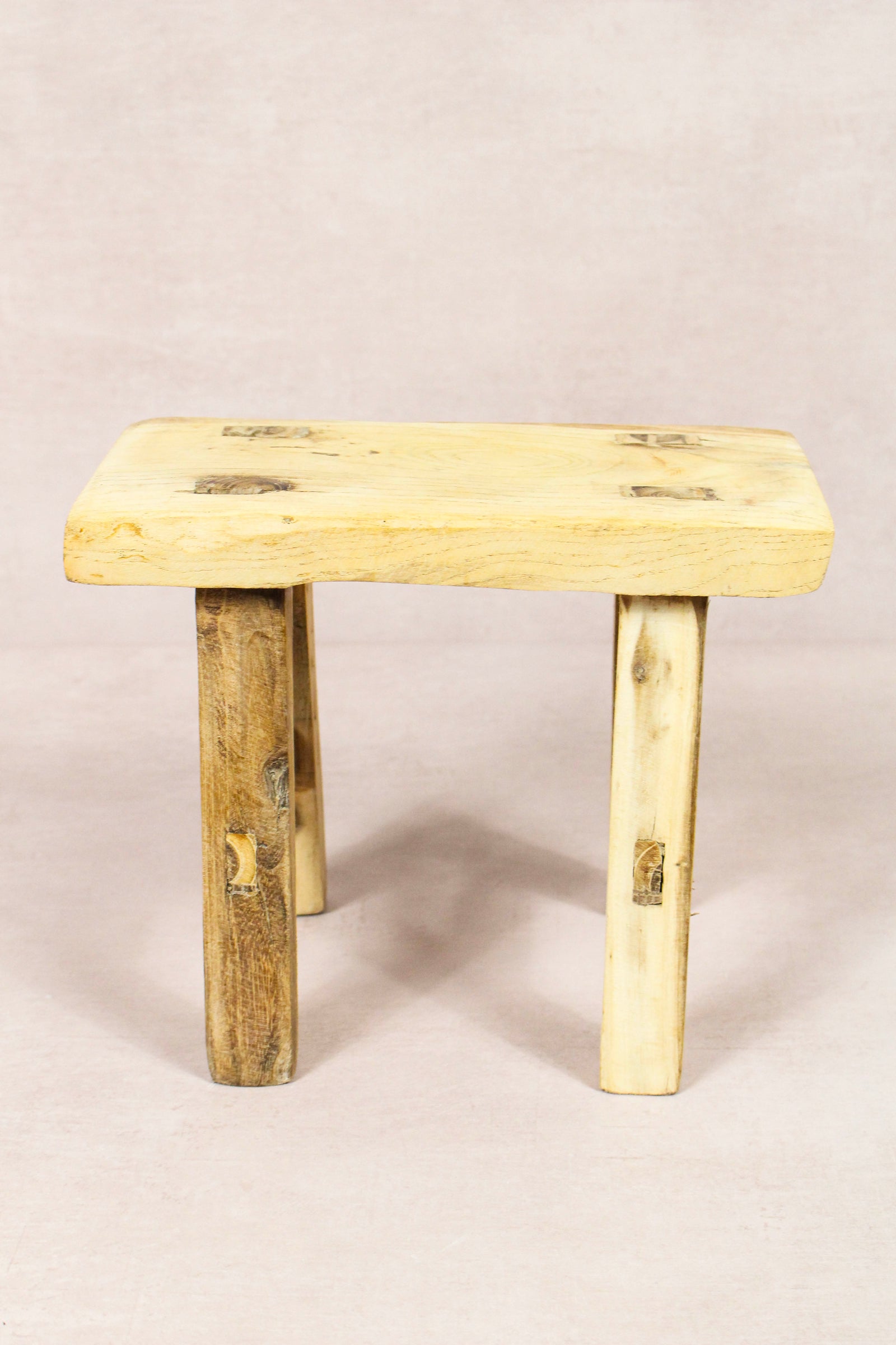 Small vintage rustic reclaimed elm wood stool 266 – Botanical Boys