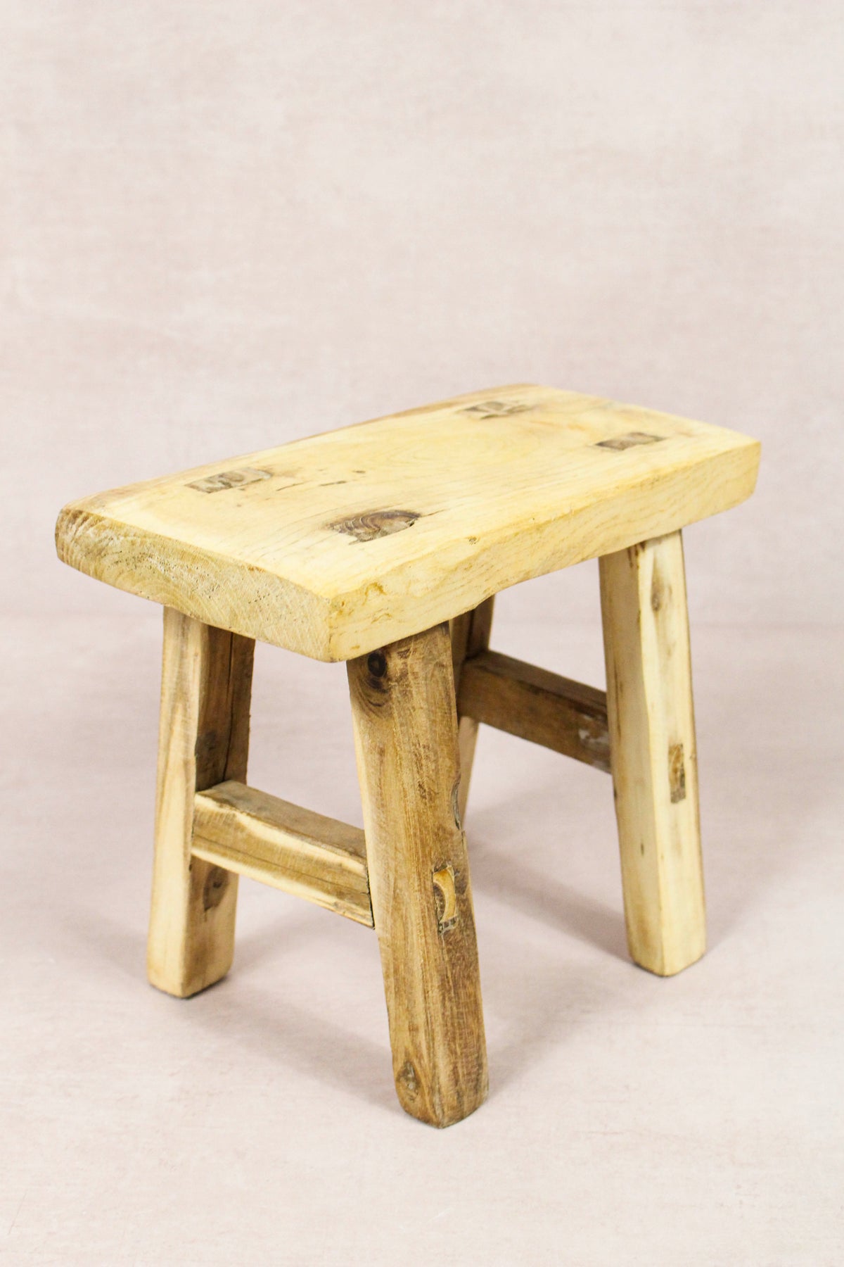 Small vintage rustic reclaimed elm wood stool 266 – Botanical Boys