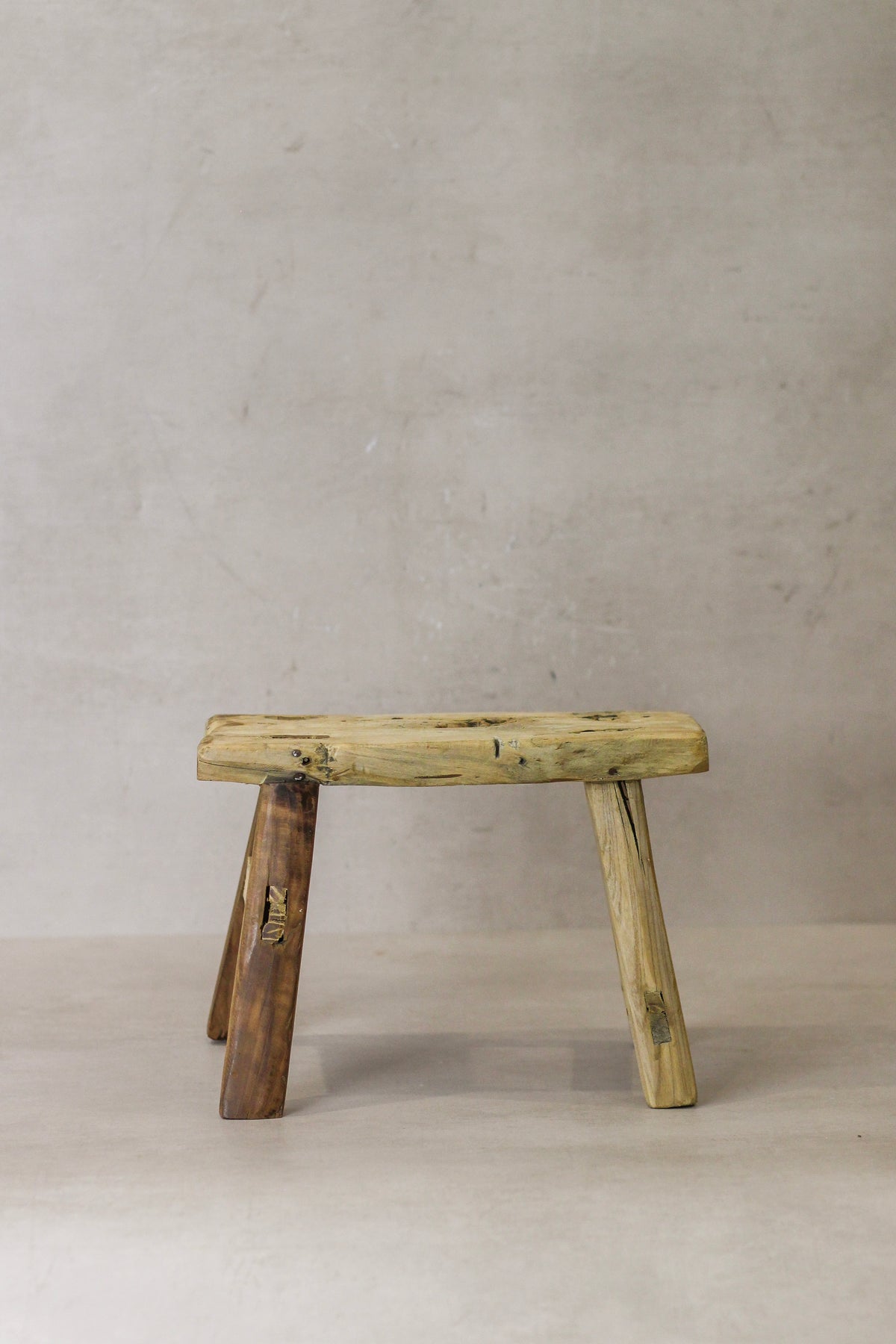 Vintage Rustic Elm Wood Stool - Small - No 22