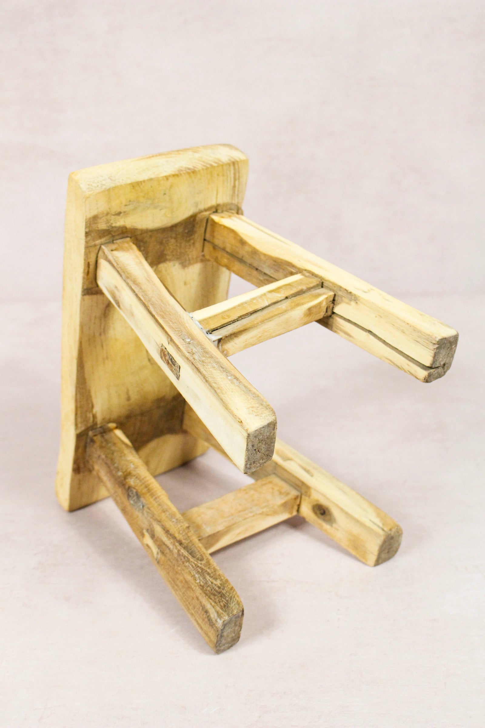 Small vintage rustic reclaimed elm wood stool 266 – Botanical Boys