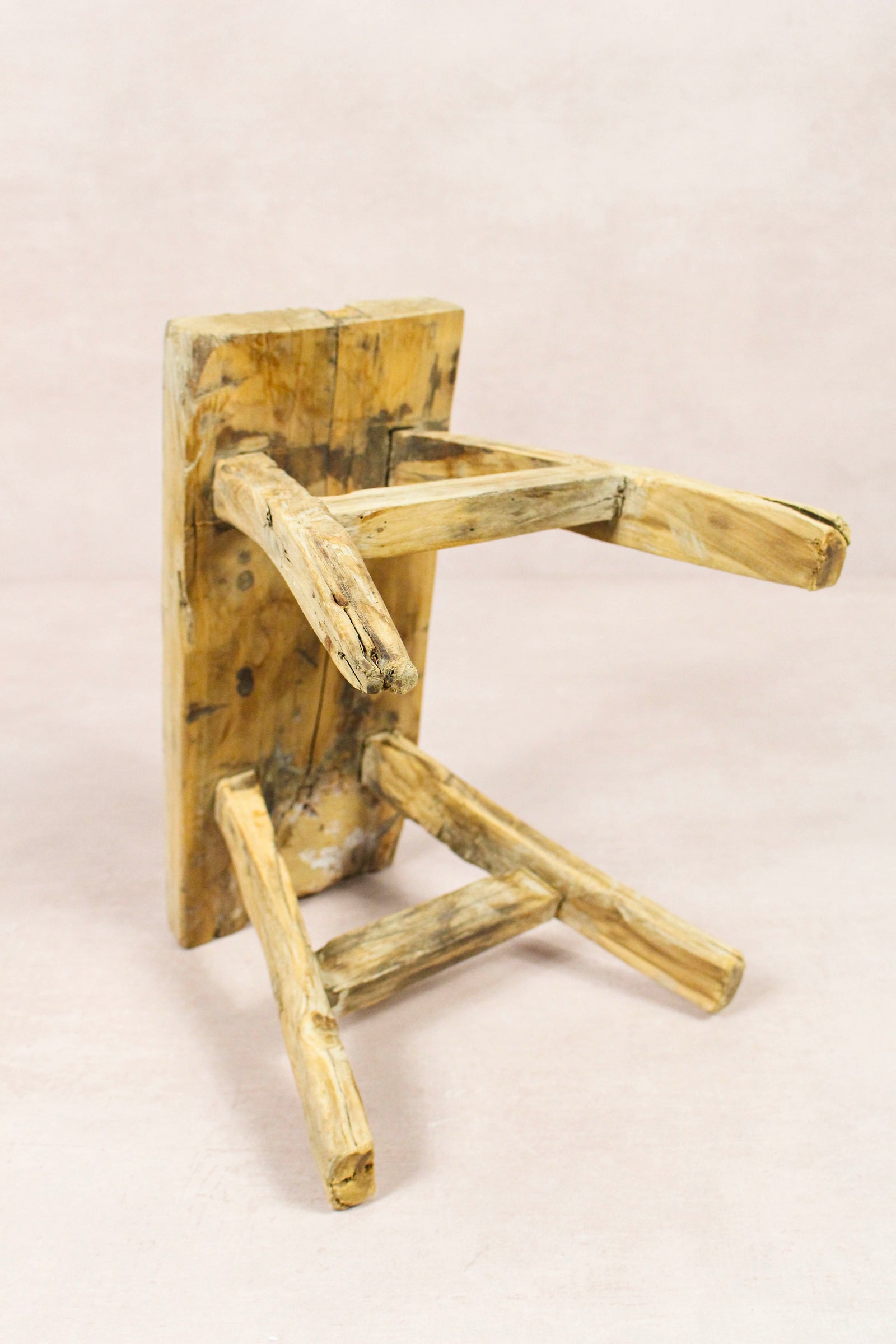 Small vintage rustic reclaimed elm wood stool 267 – Botanical Boys
