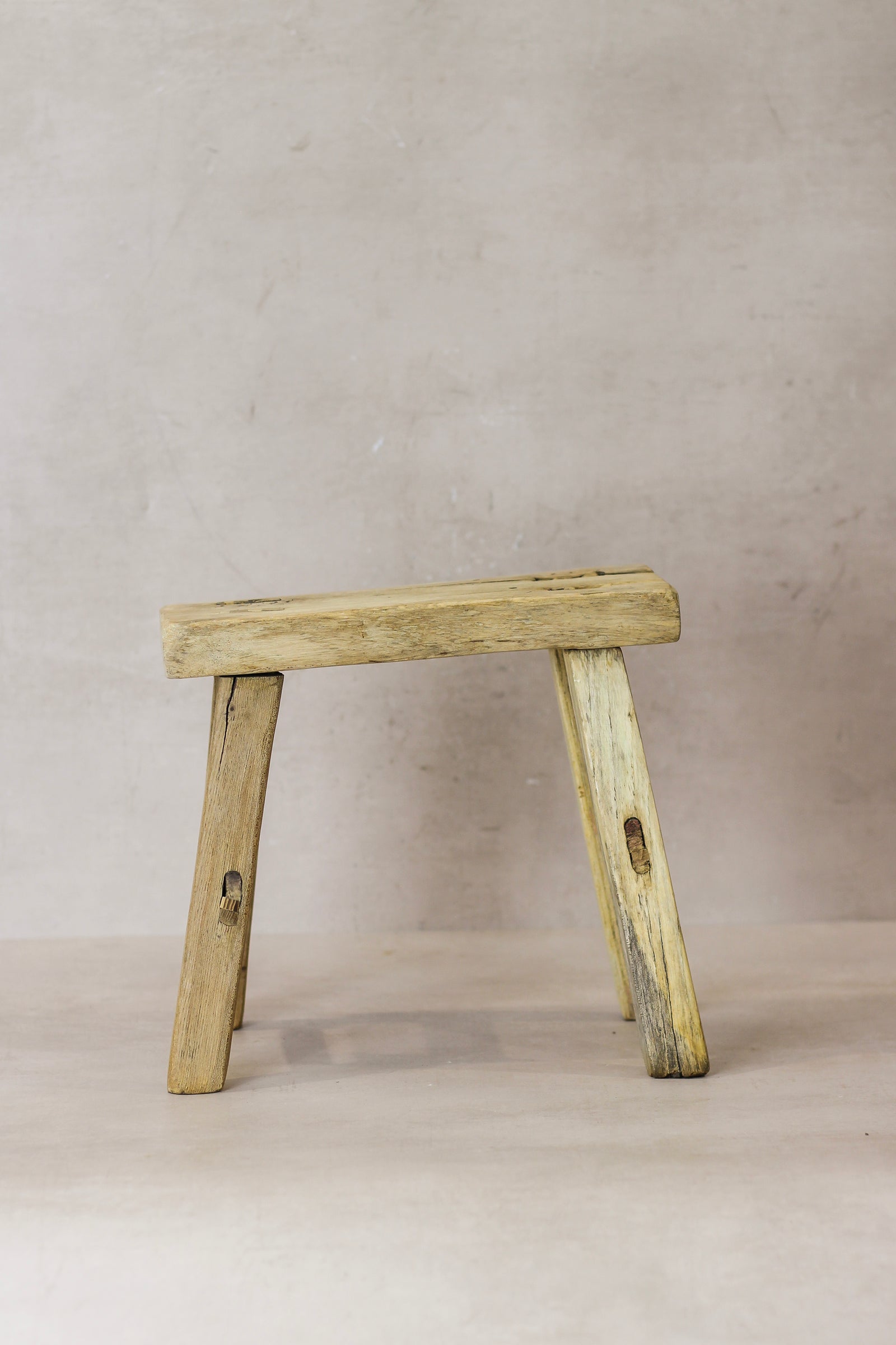 Vintage Rustic Elm Wood Stool - Small - No 23