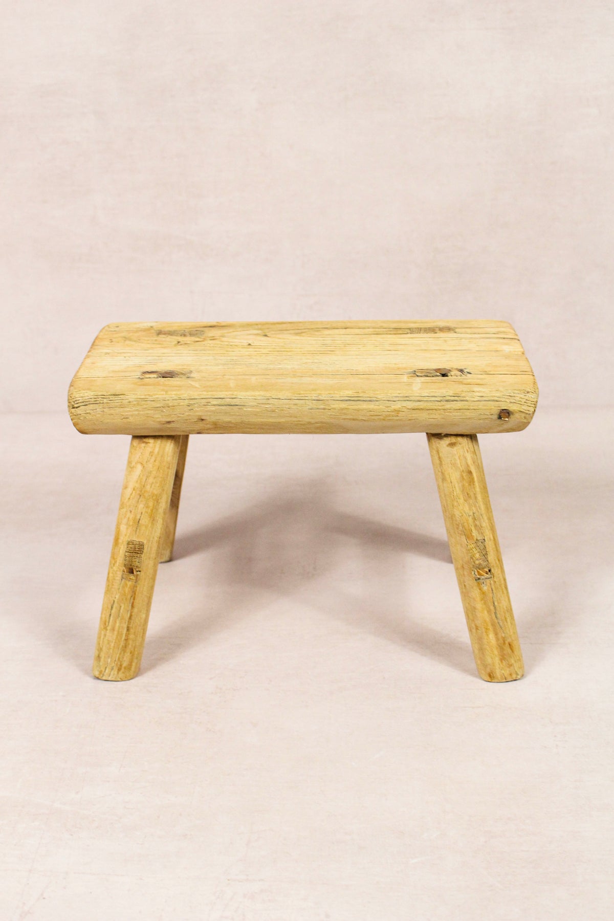 Small vintage rustic reclaimed elm wood stool 268 – Botanical Boys