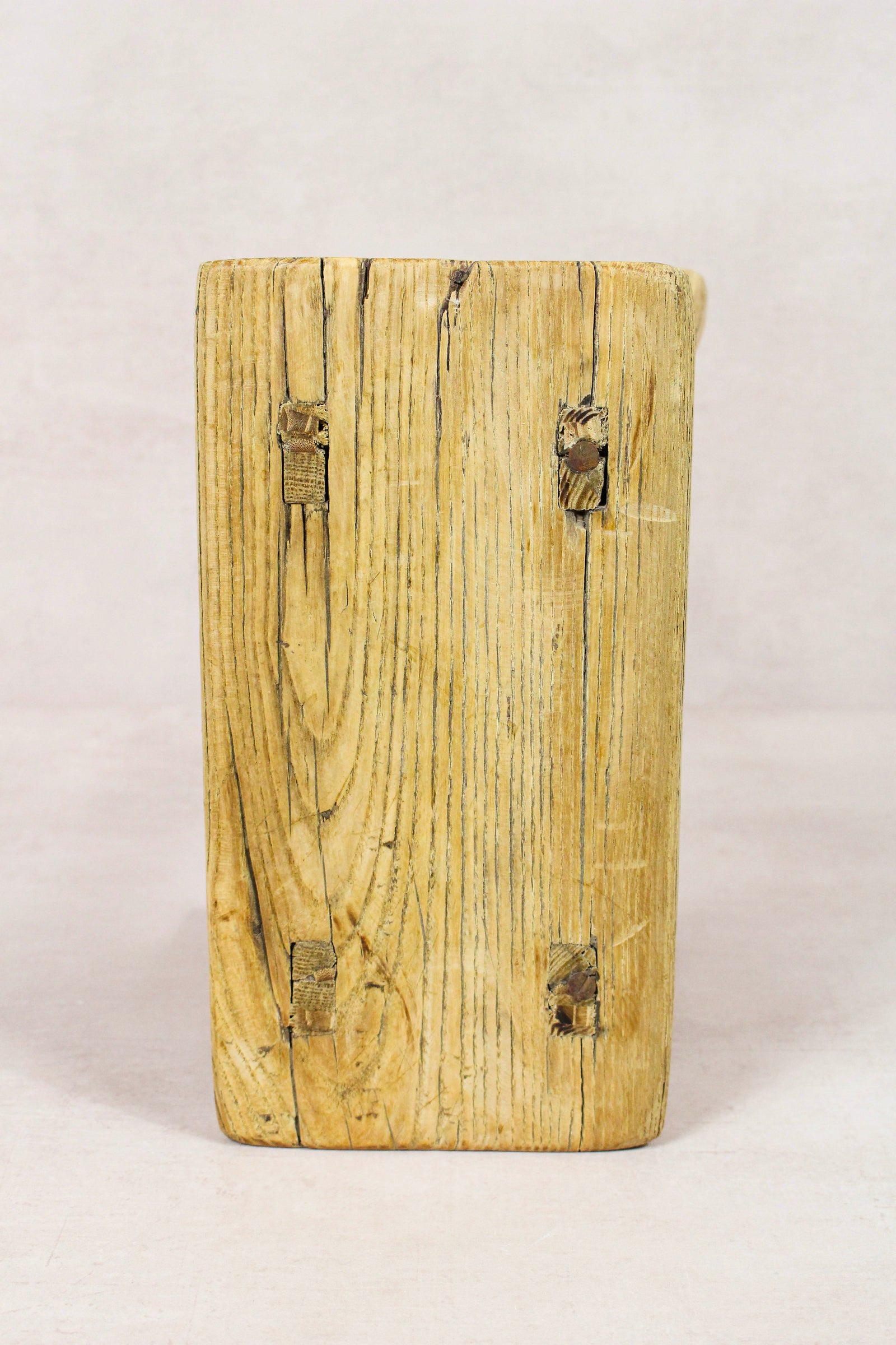 Small vintage rustic reclaimed elm wood stool 268 – Botanical Boys