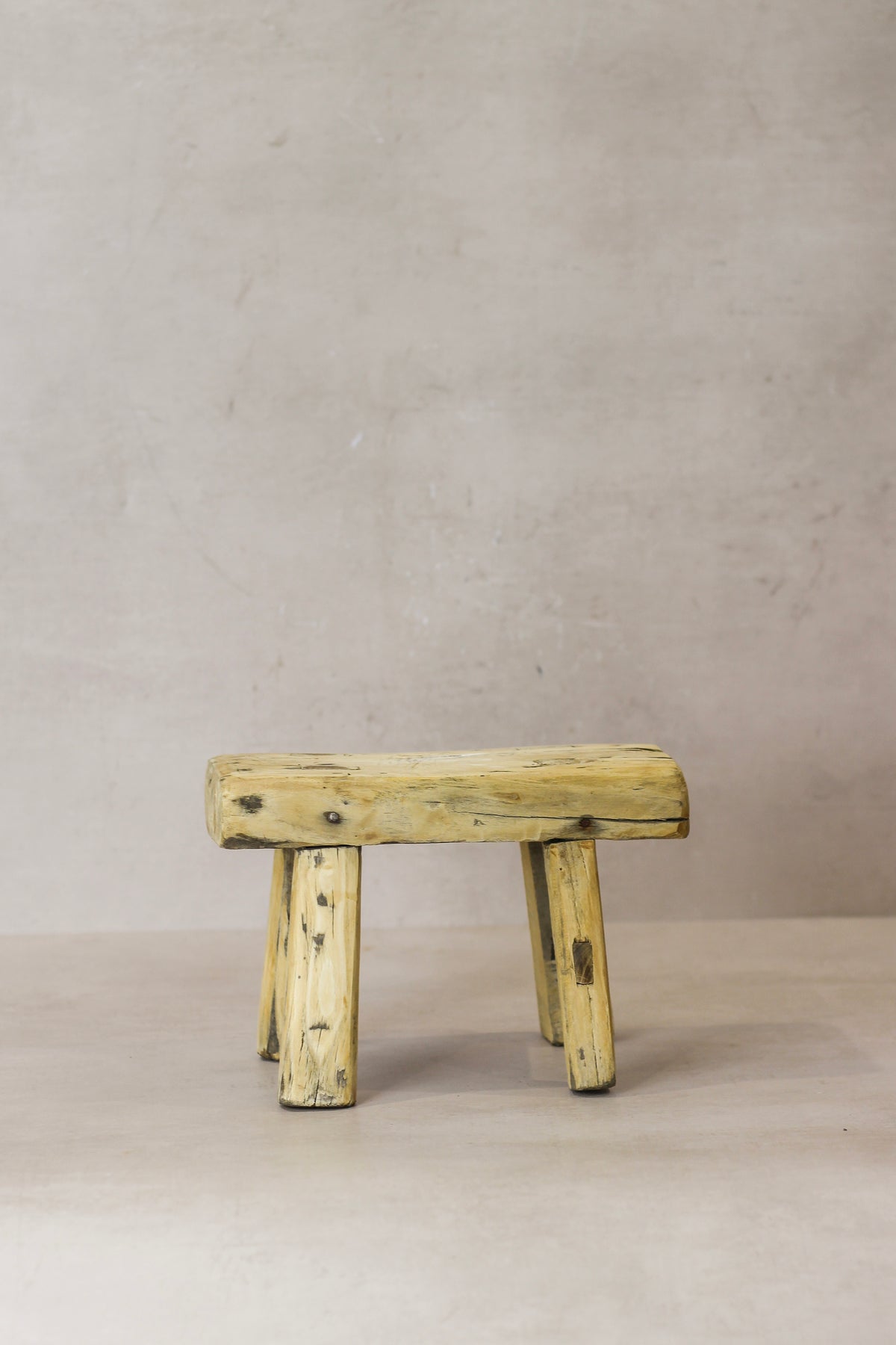 Vintage Rustic Elm Wood Stool - Small - No 24