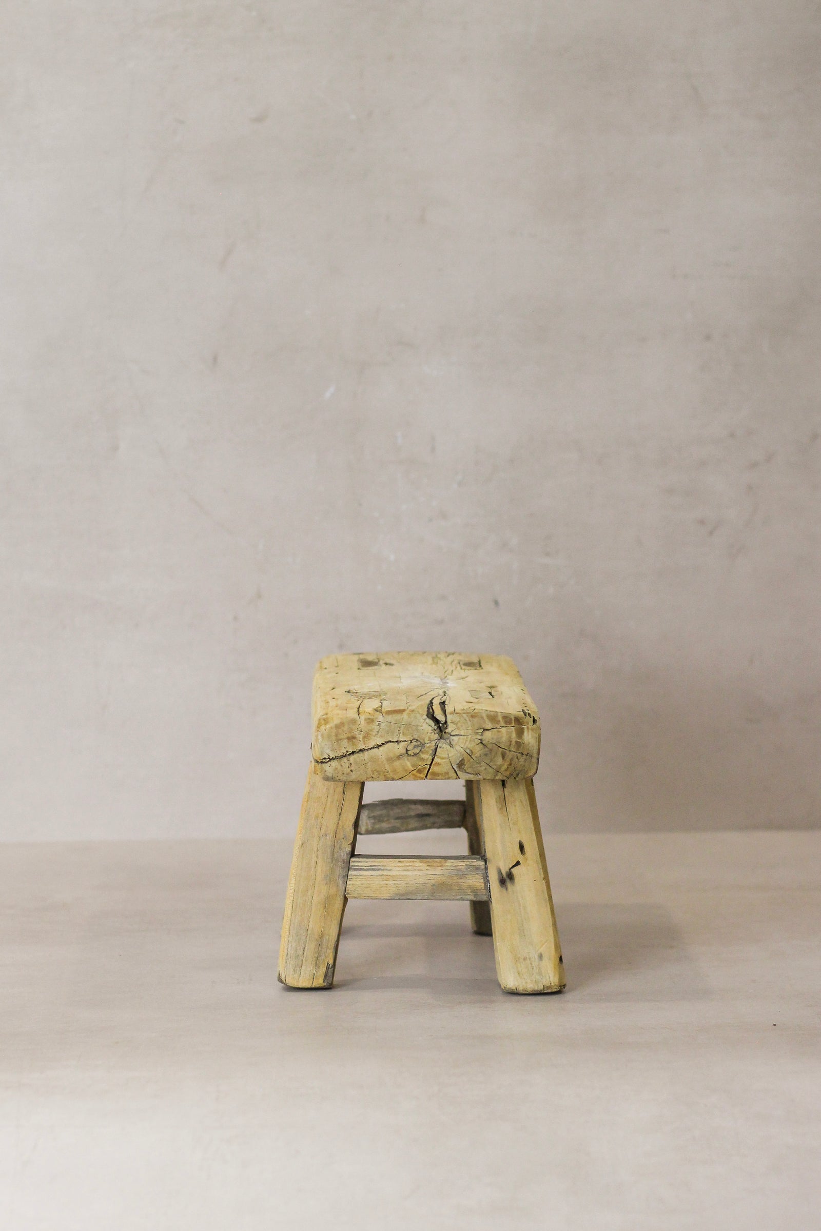 Vintage Rustic Elm Wood Stool - Small - No 24