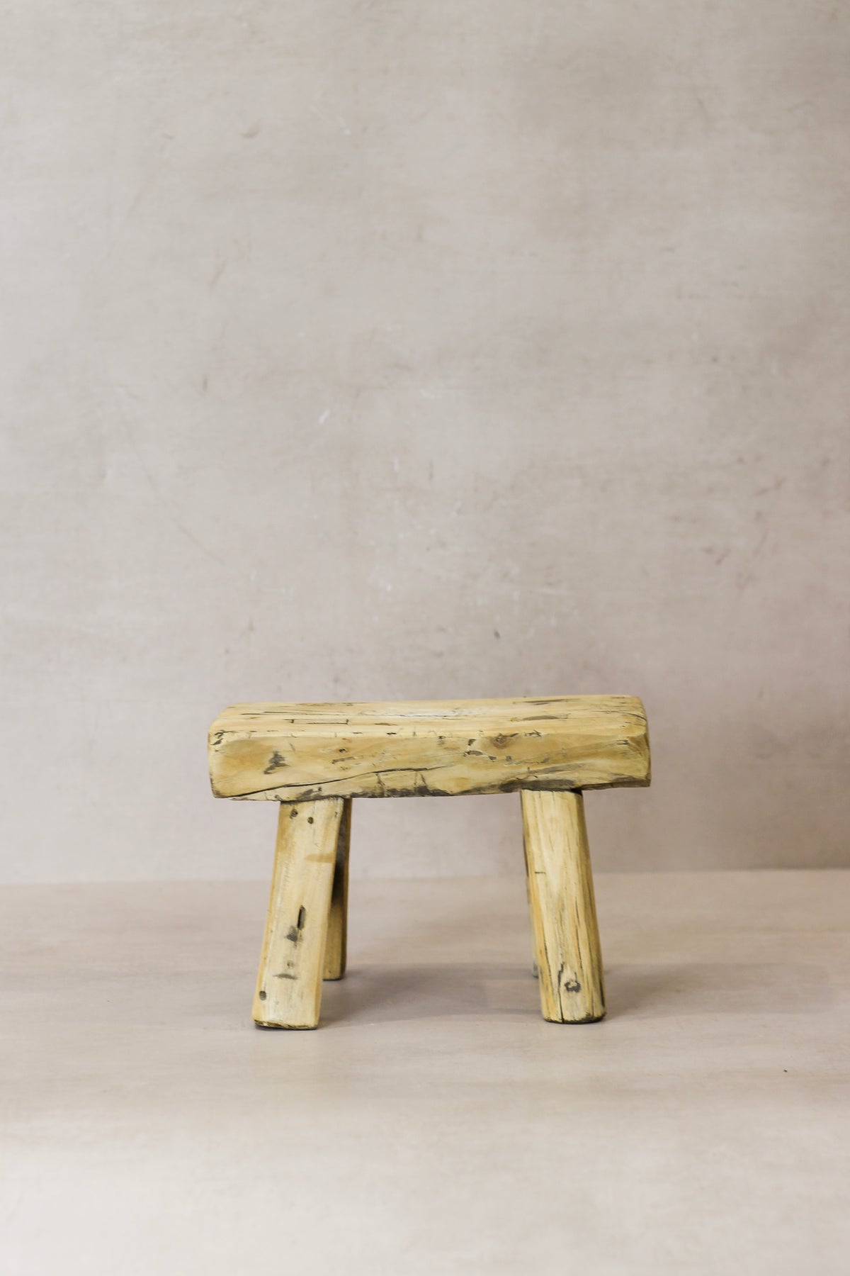 Vintage Rustic Elm Wood Stool - Small - No 24