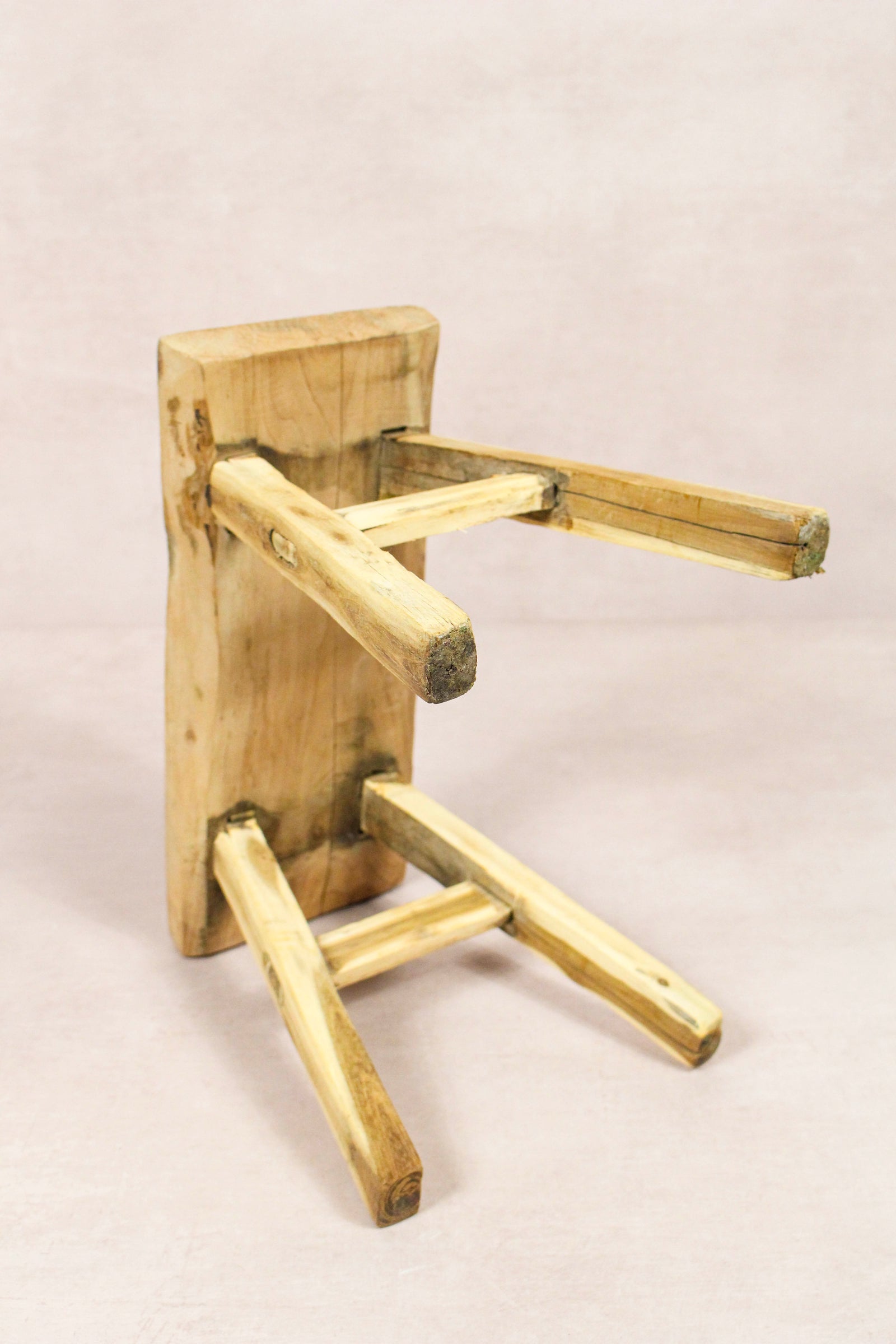 Small vintage rustic reclaimed elm wood stool 271 – Botanical Boys