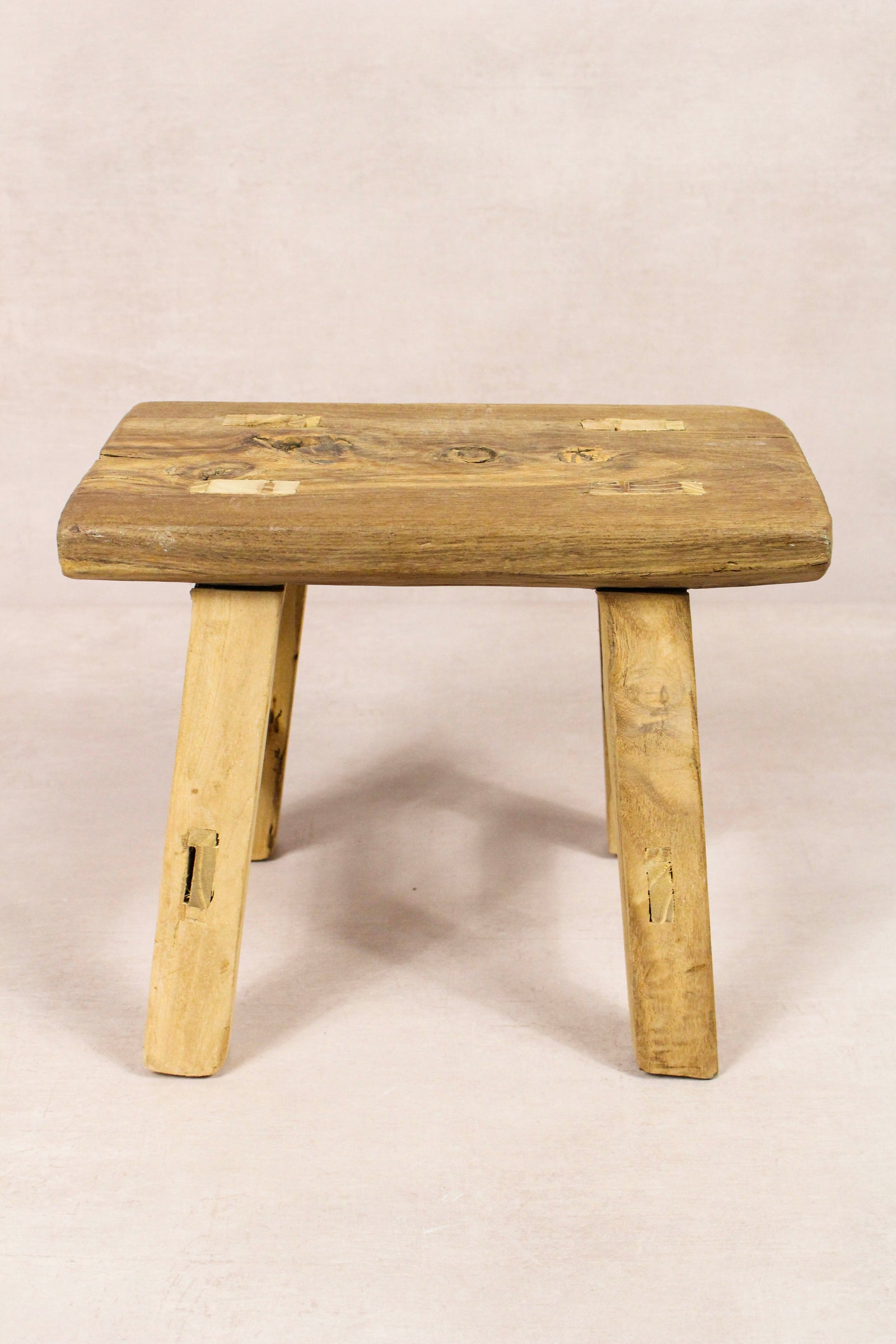 Small vintage rustic reclaimed elm wood stool 272 – Botanical Boys