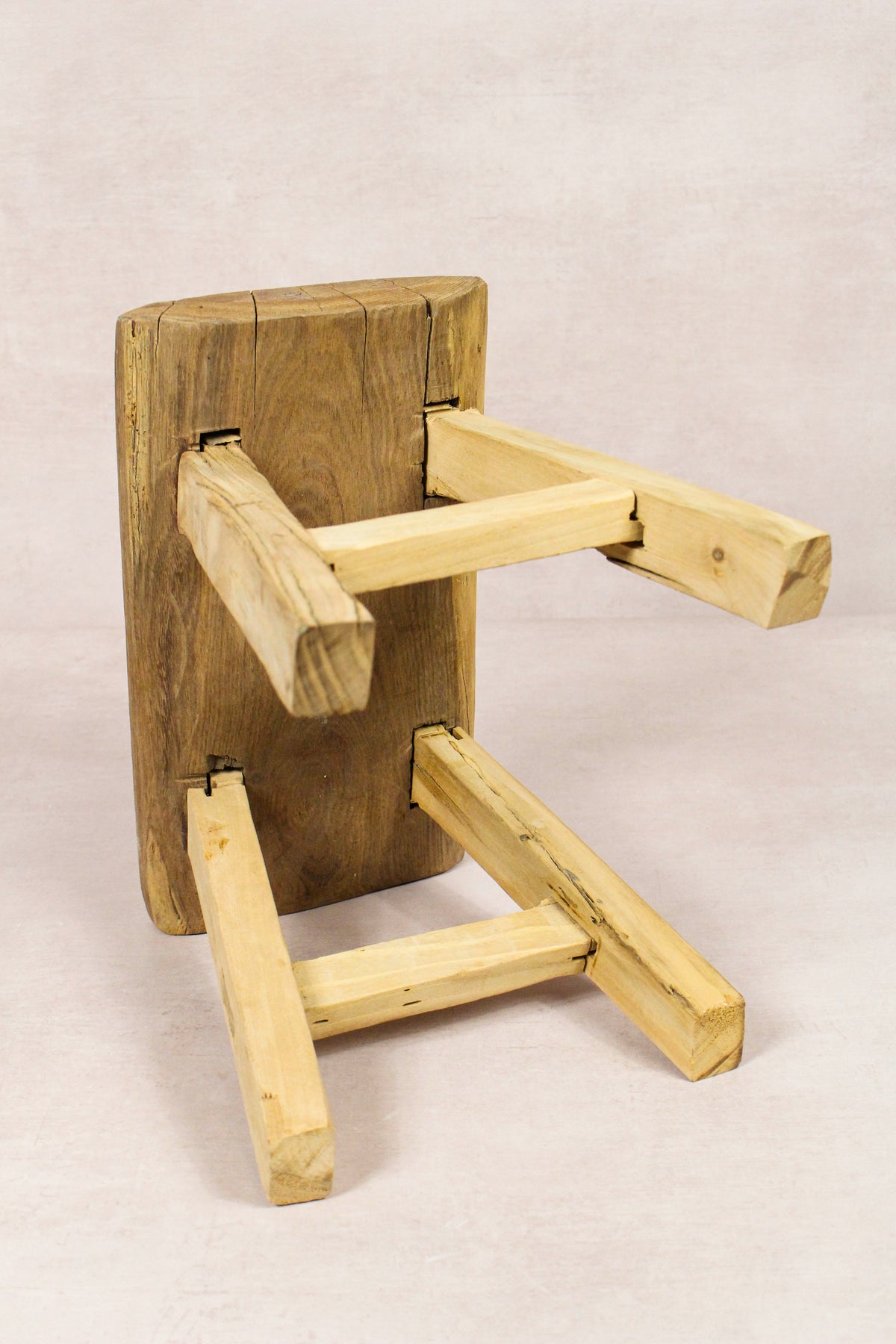 Small vintage rustic reclaimed elm wood stool 272 – Botanical Boys