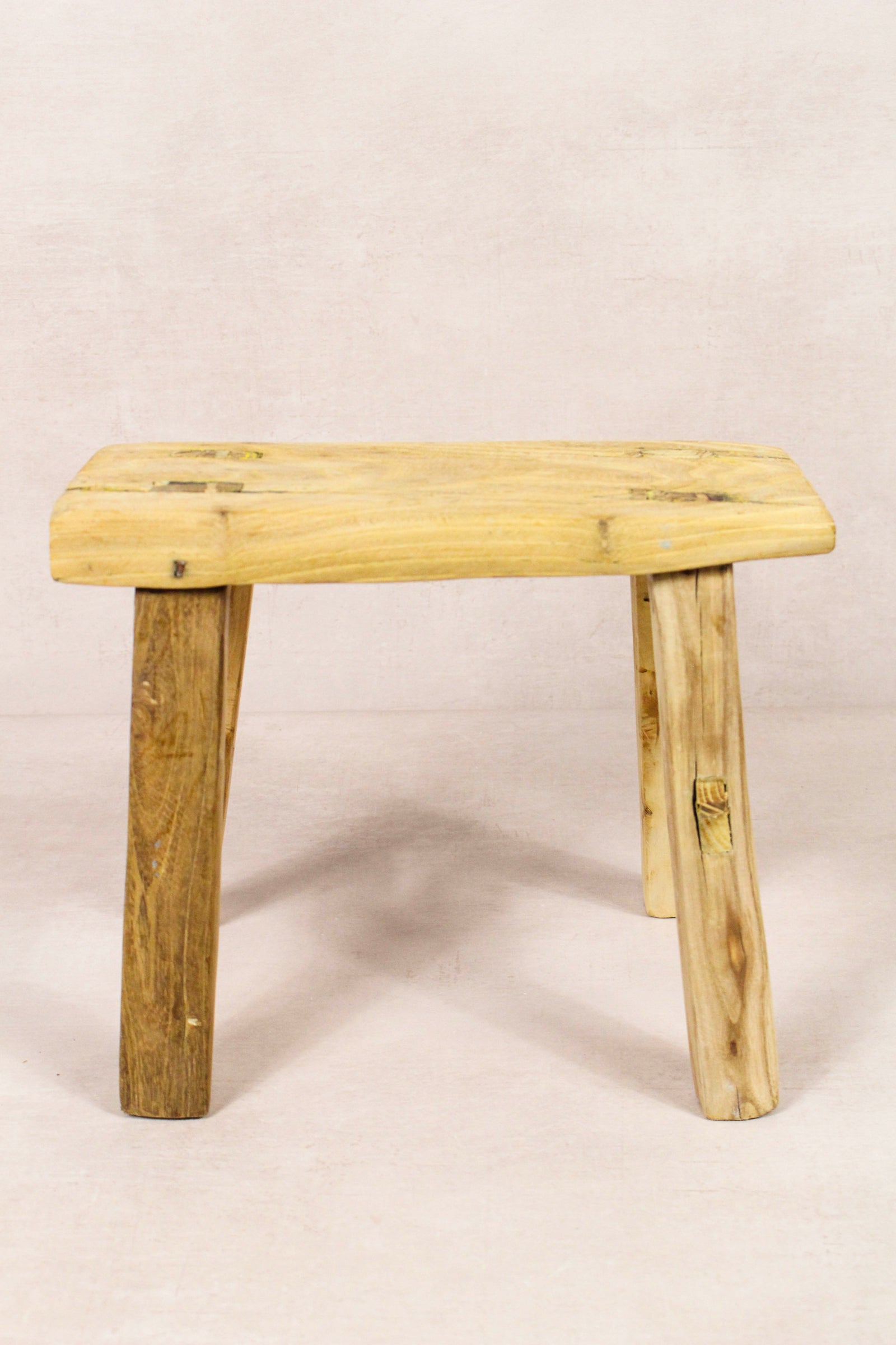 Small vintage rustic reclaimed elm wood stool 273 – Botanical Boys