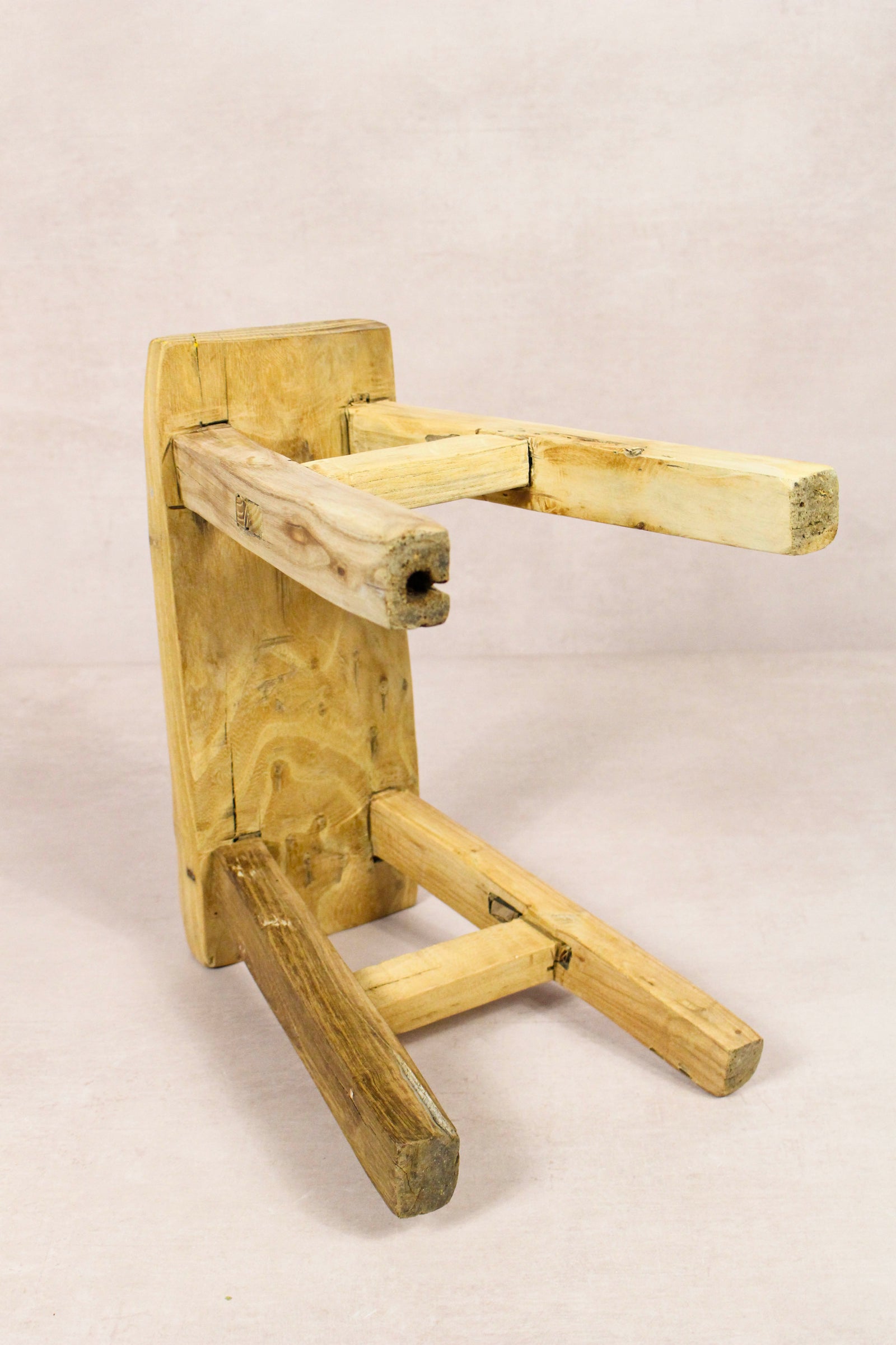 Small vintage rustic reclaimed elm wood stool 273 – Botanical Boys