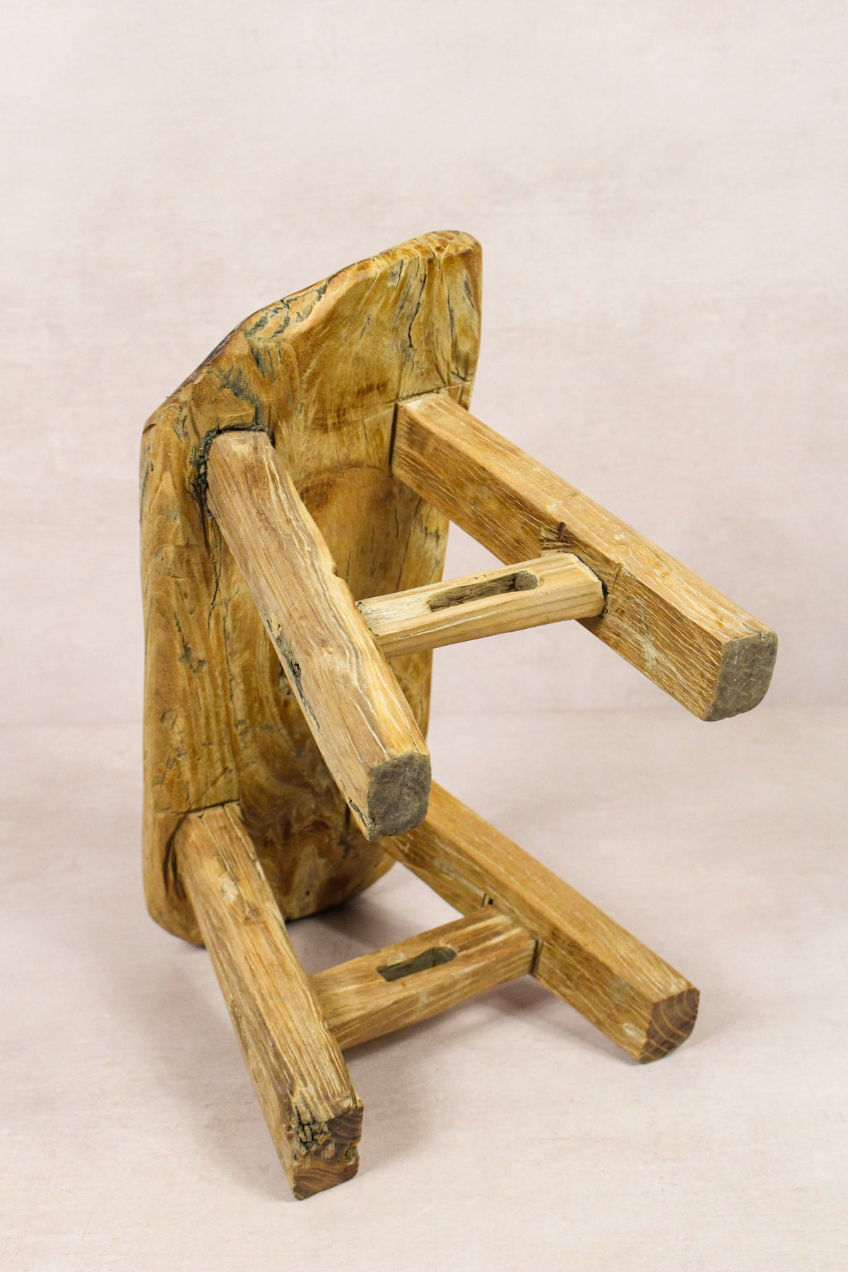 Small vintage rustic reclaimed elm wood stool 274 – Botanical Boys