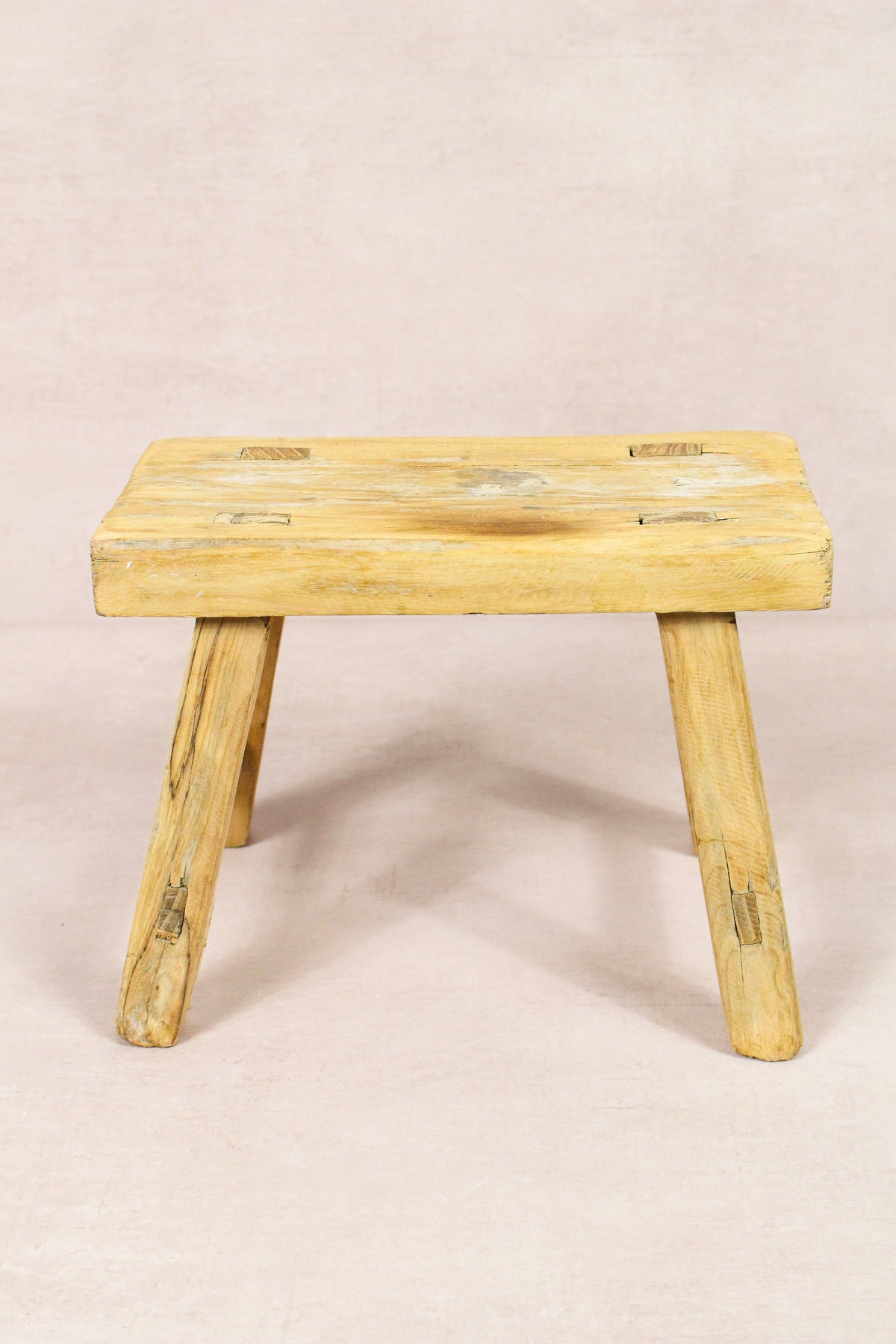 Small vintage rustic reclaimed elm wood stool 276 – Botanical Boys