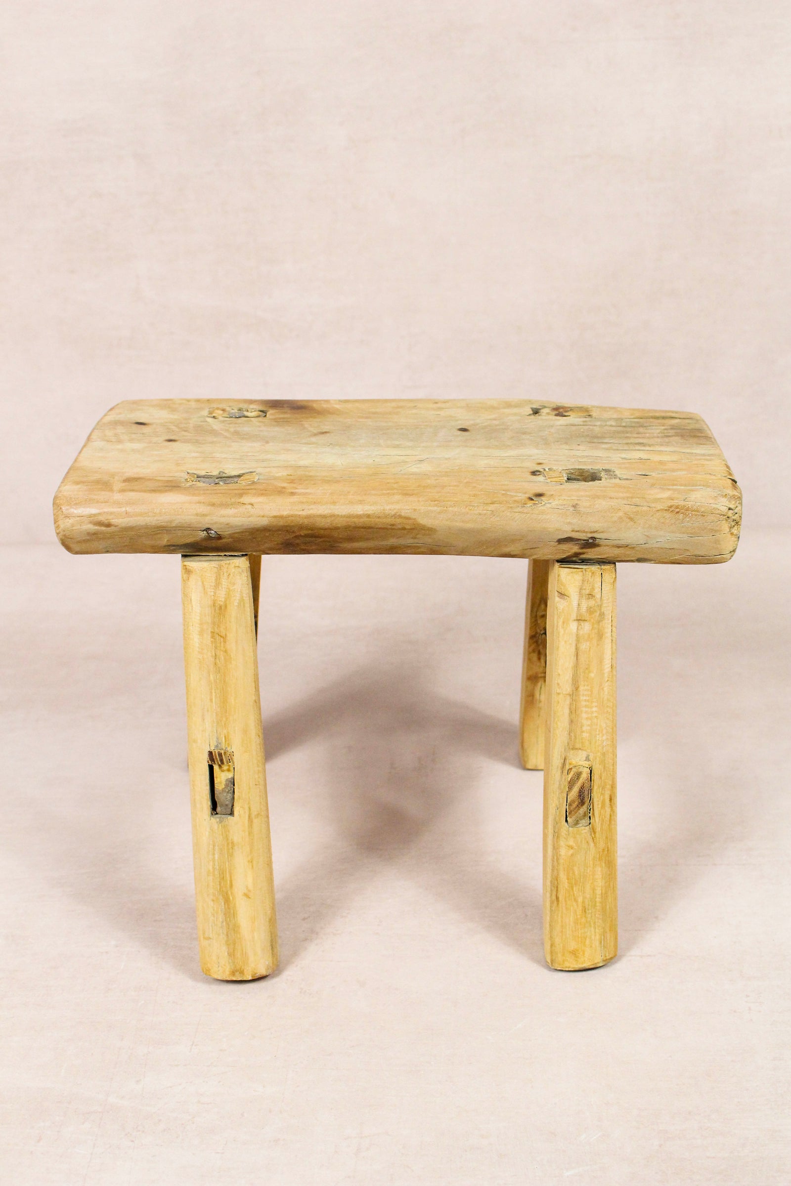 Small vintage rustic reclaimed elm wood stool 279 – Botanical Boys