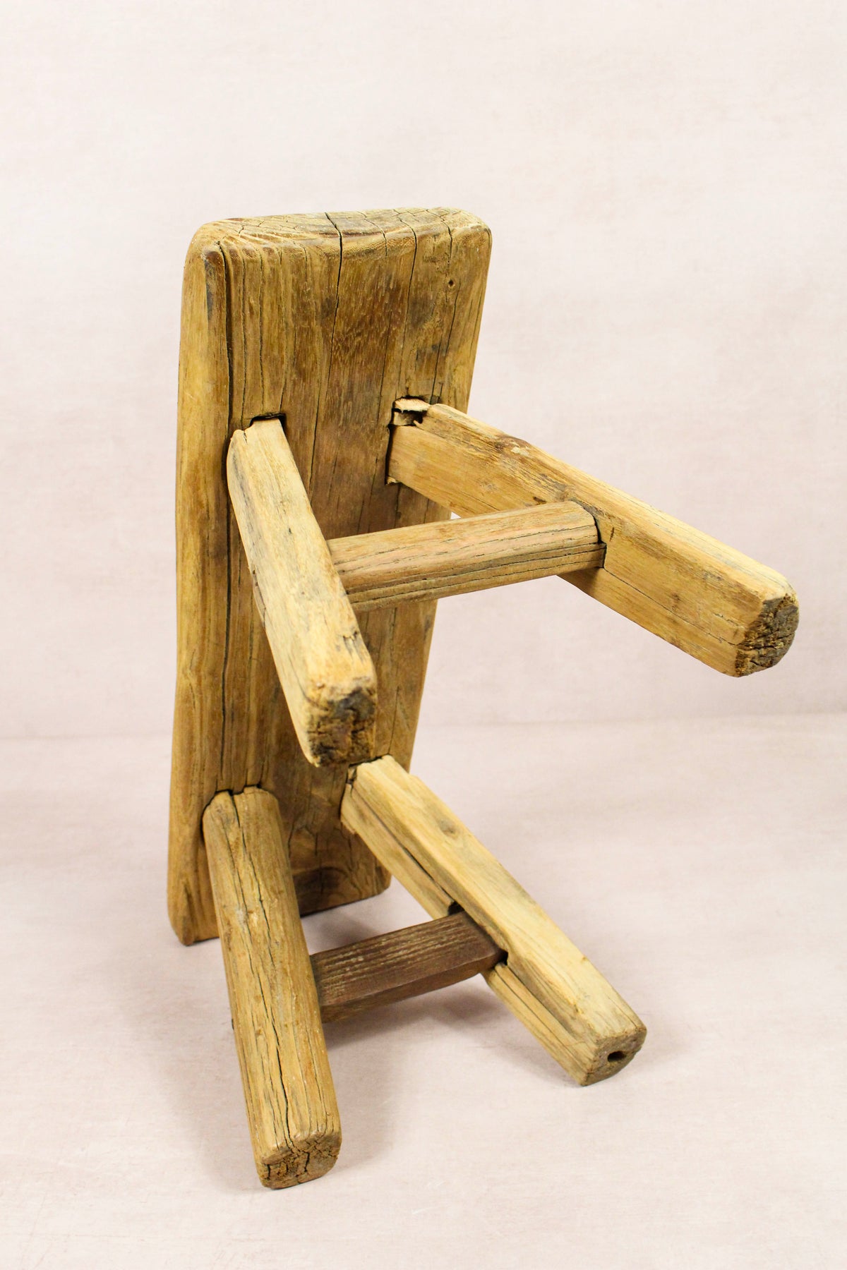 Small vintage rustic reclaimed elm wood stool 282 – Botanical Boys